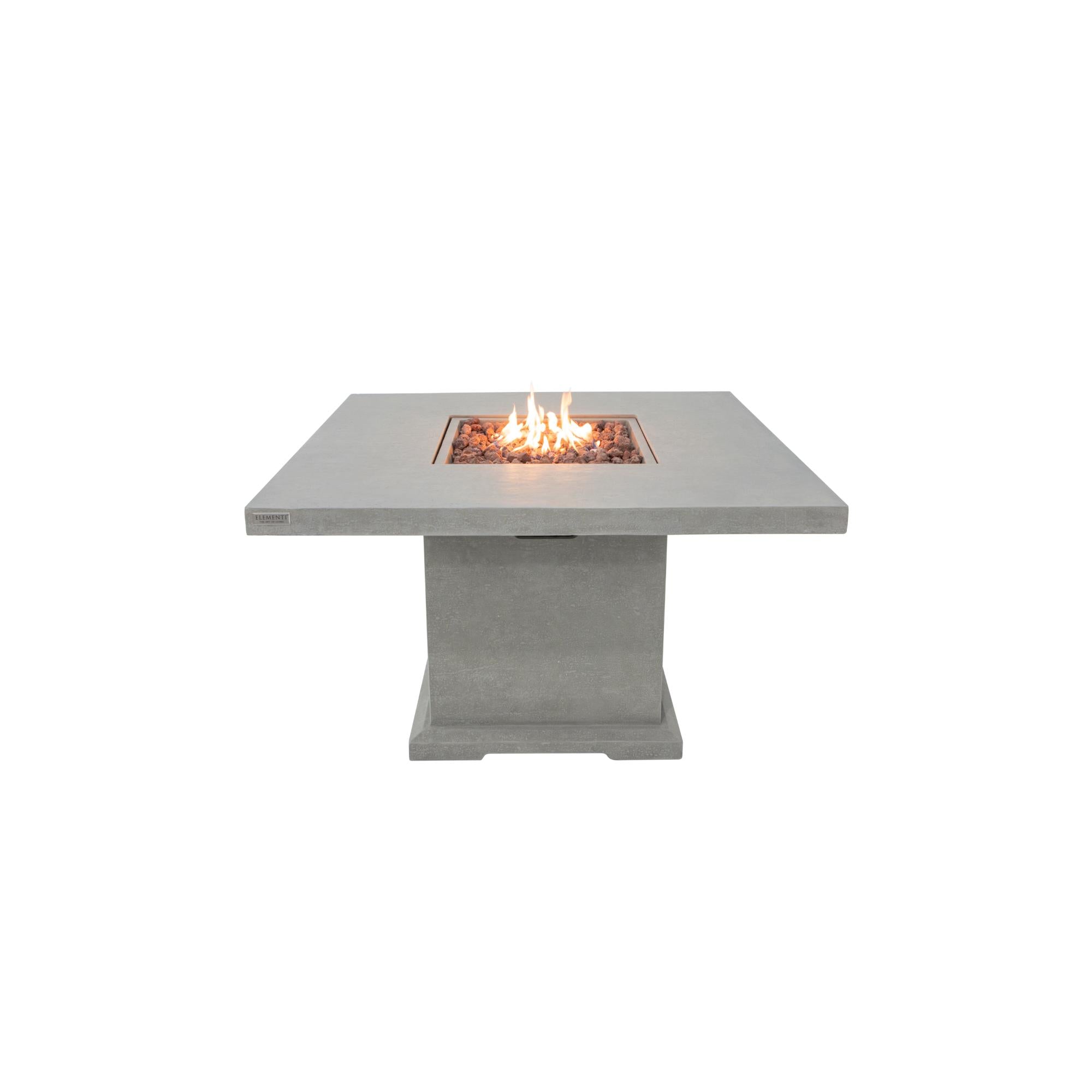 Birmingham 48″ Square Concrete Liquid Propane Fire & Dining Table – Elementi