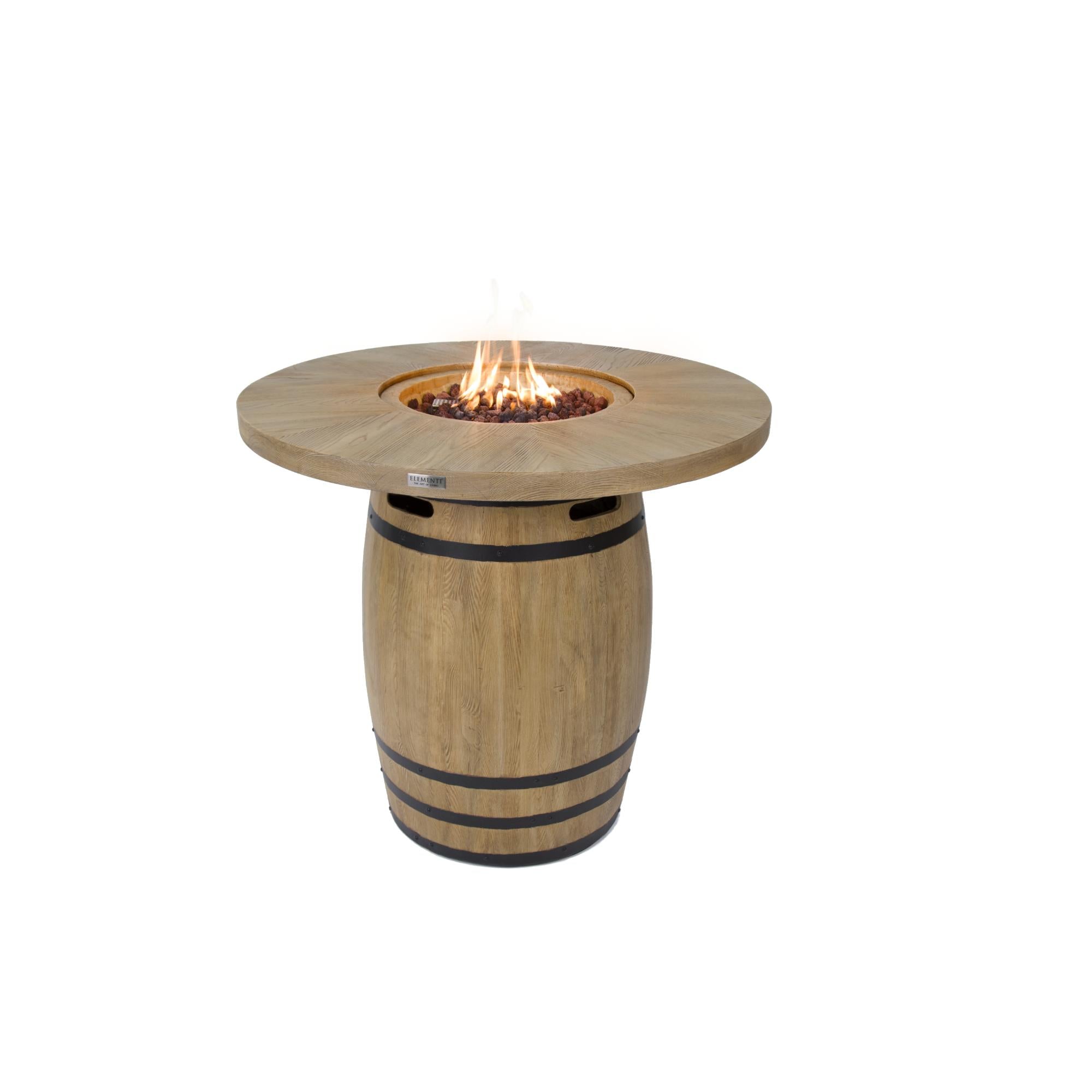 Lafite 48″ Round Barrel Bar-Height Concrete Liquid Propane Fire Table – Elementi