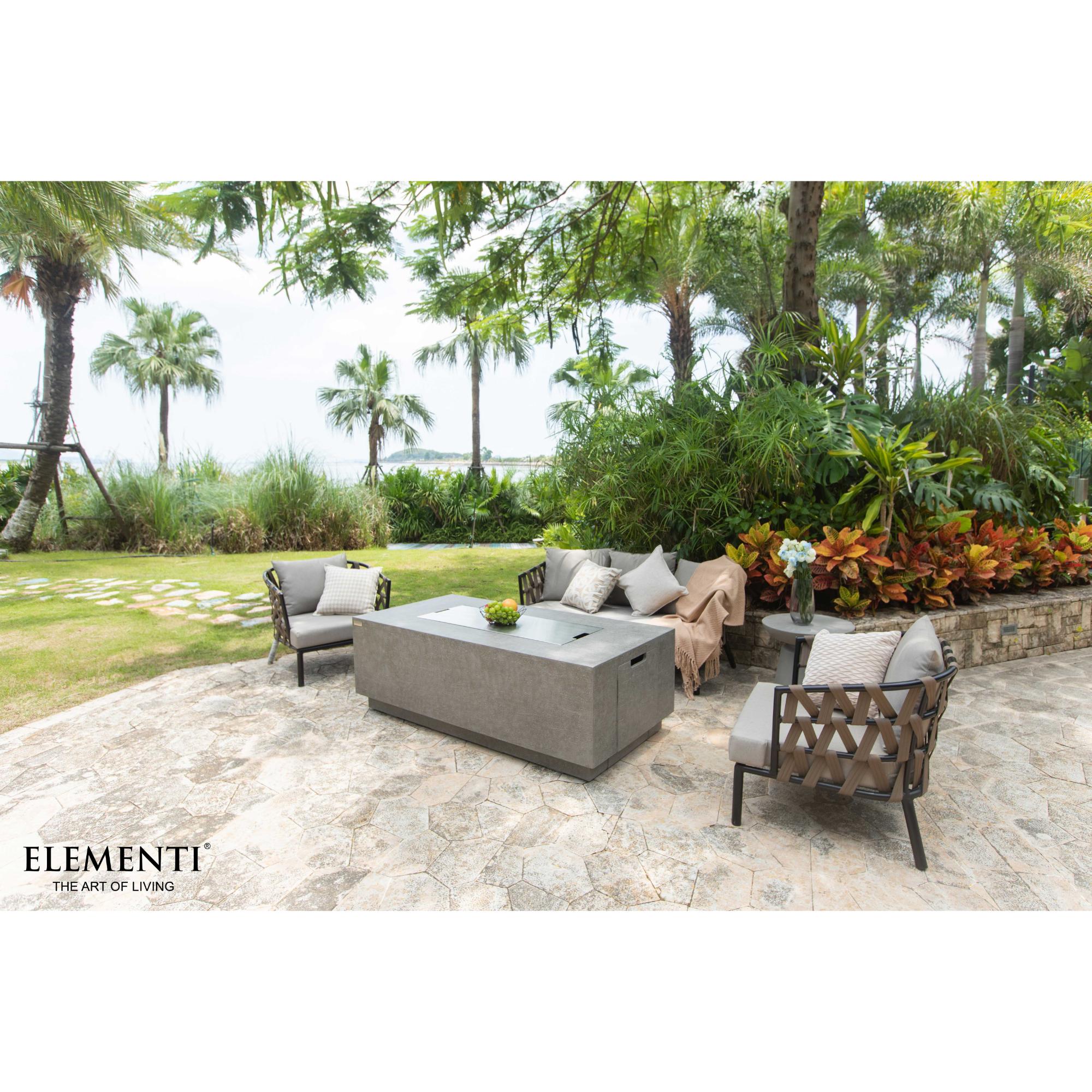 Andes 66″ Rectangular Concrete Liquid Propane Fire Table with Hidden Tank – Elementi