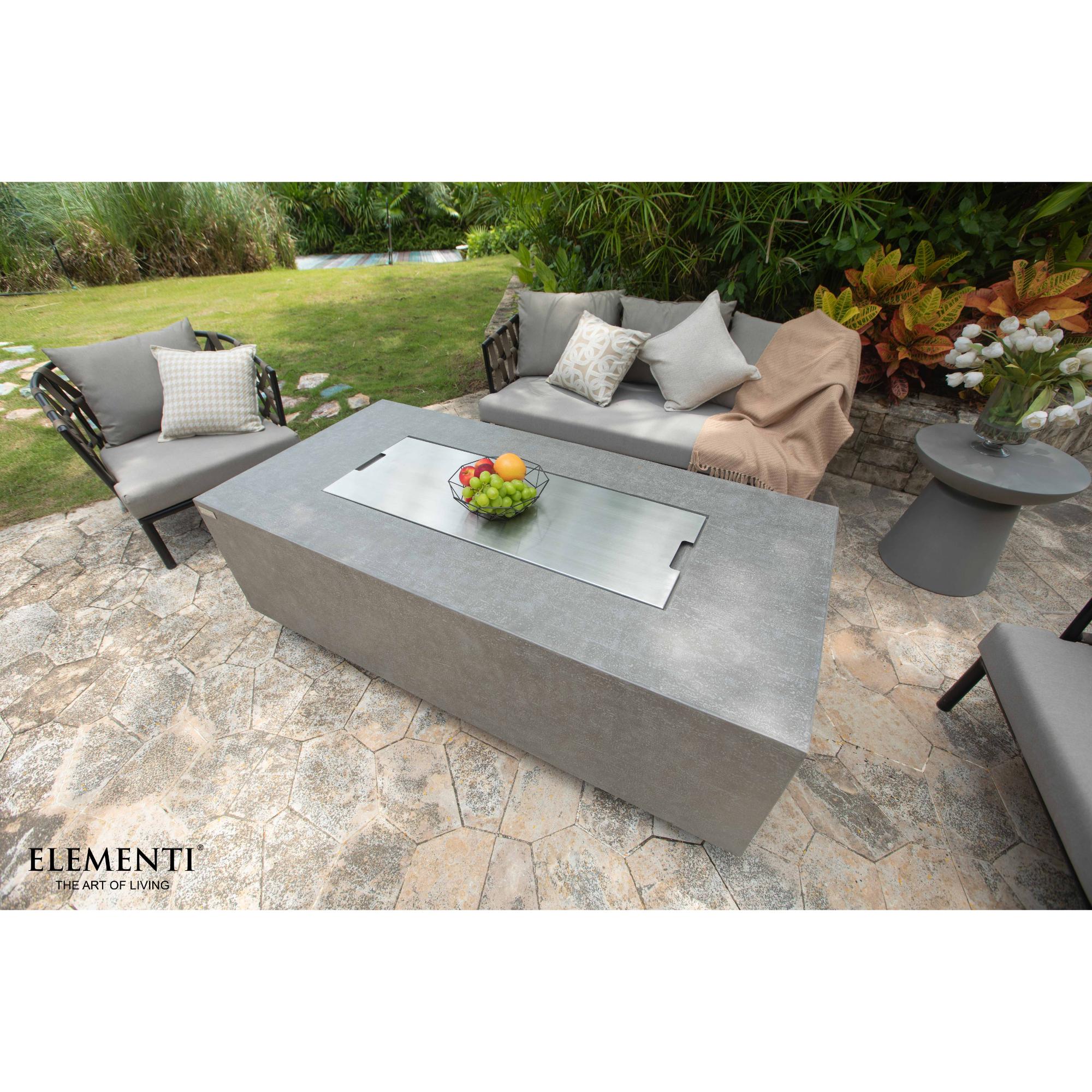 Andes 66″ Rectangular Concrete Liquid Propane Fire Table with Hidden Tank – Elementi
