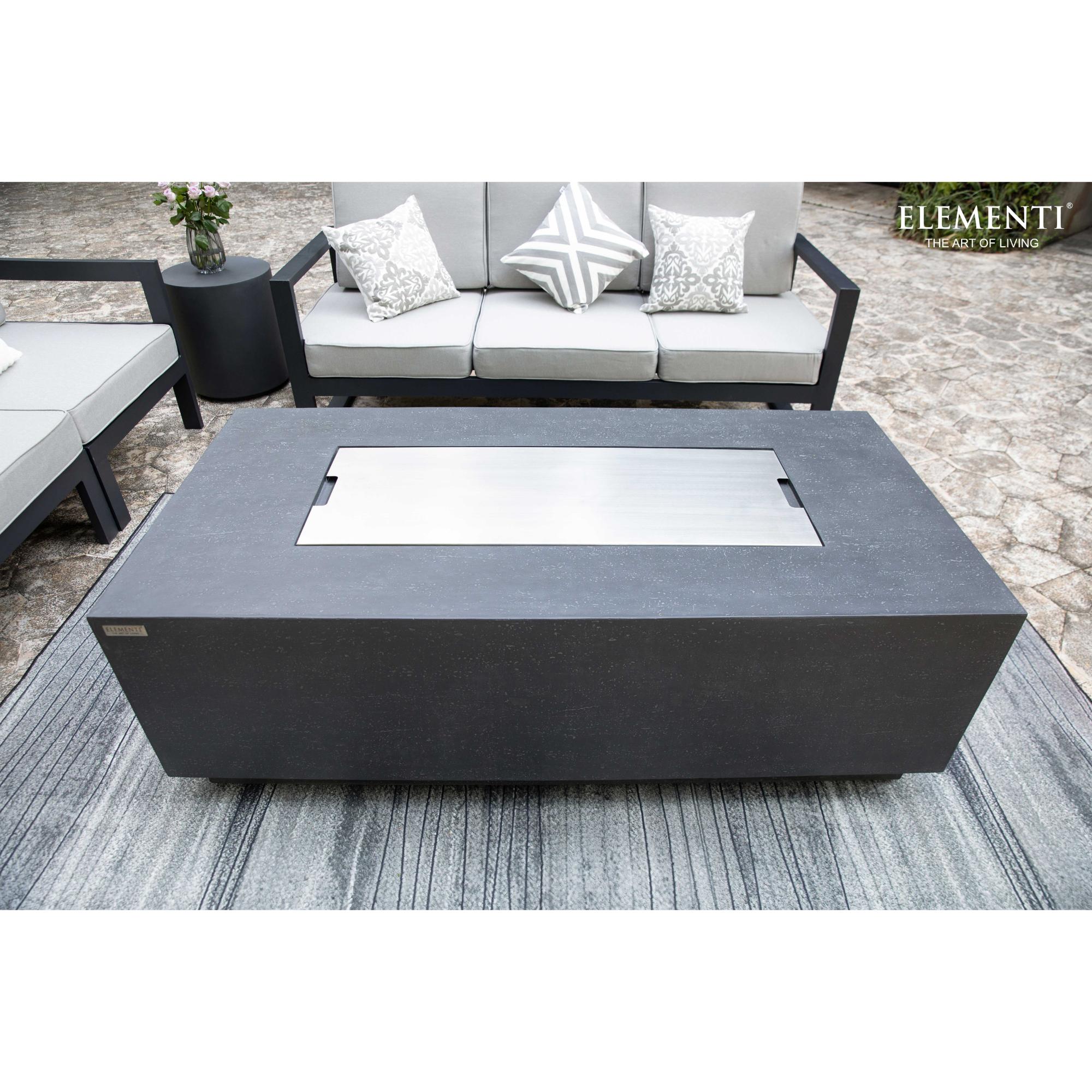 Andes 66″ Rectangular Concrete Liquid Propane Fire Table with Hidden Tank – Elementi