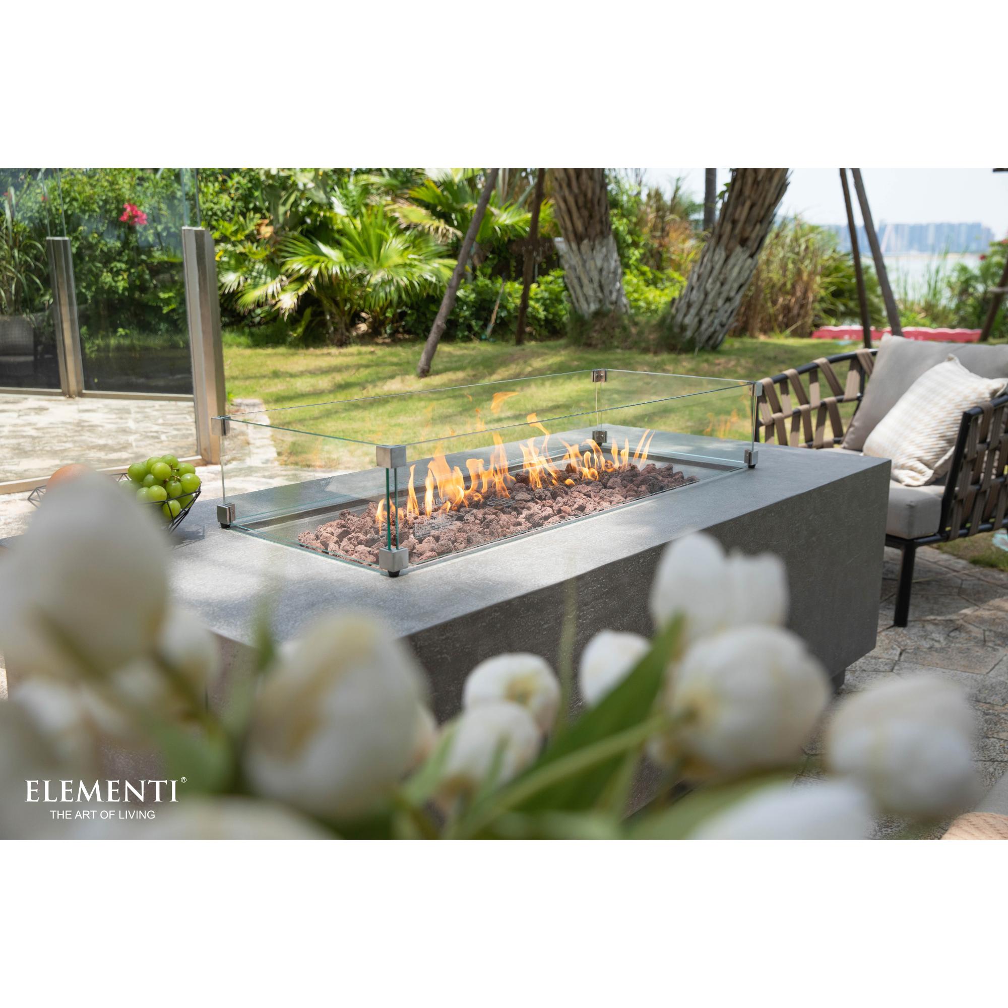 Andes 66″ Rectangular Concrete Liquid Propane Fire Table with Hidden Tank – Elementi