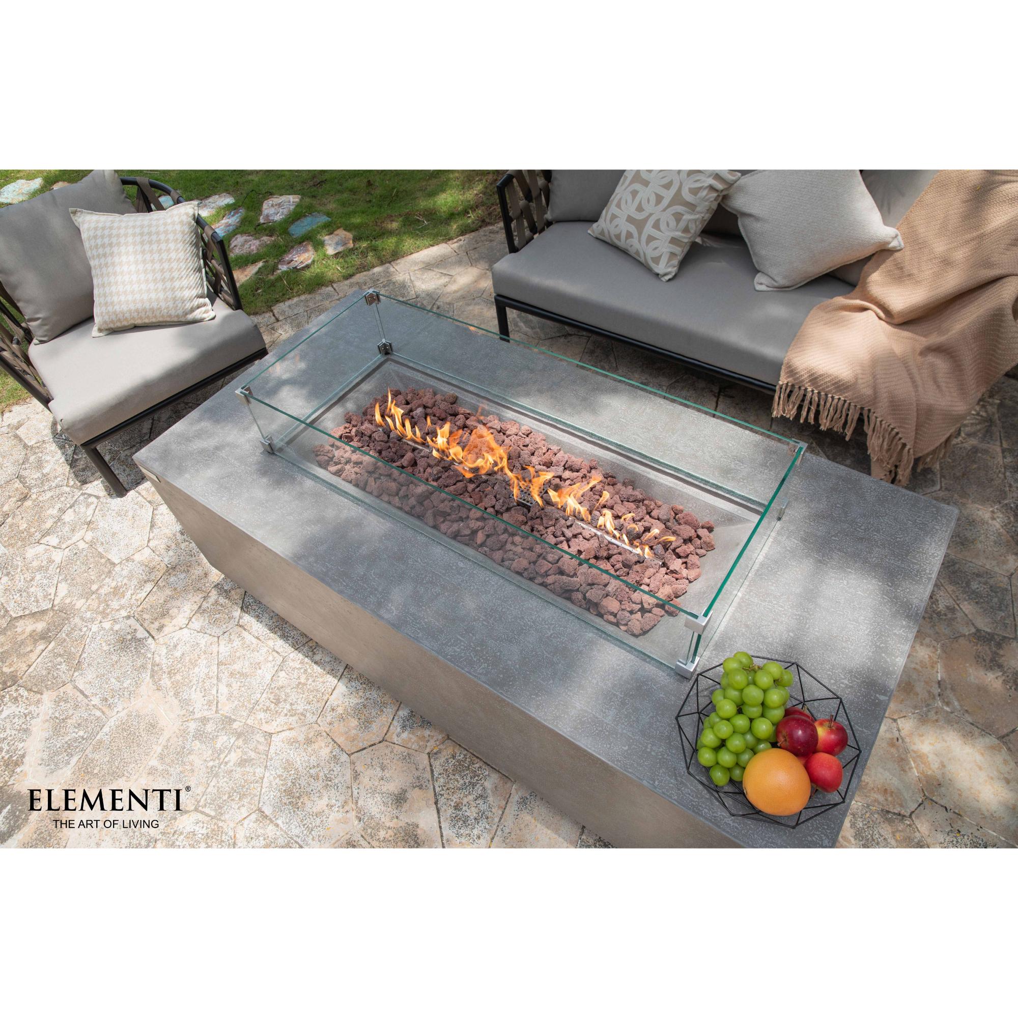 Andes 66″ Rectangular Concrete Liquid Propane Fire Table with Hidden Tank – Elementi