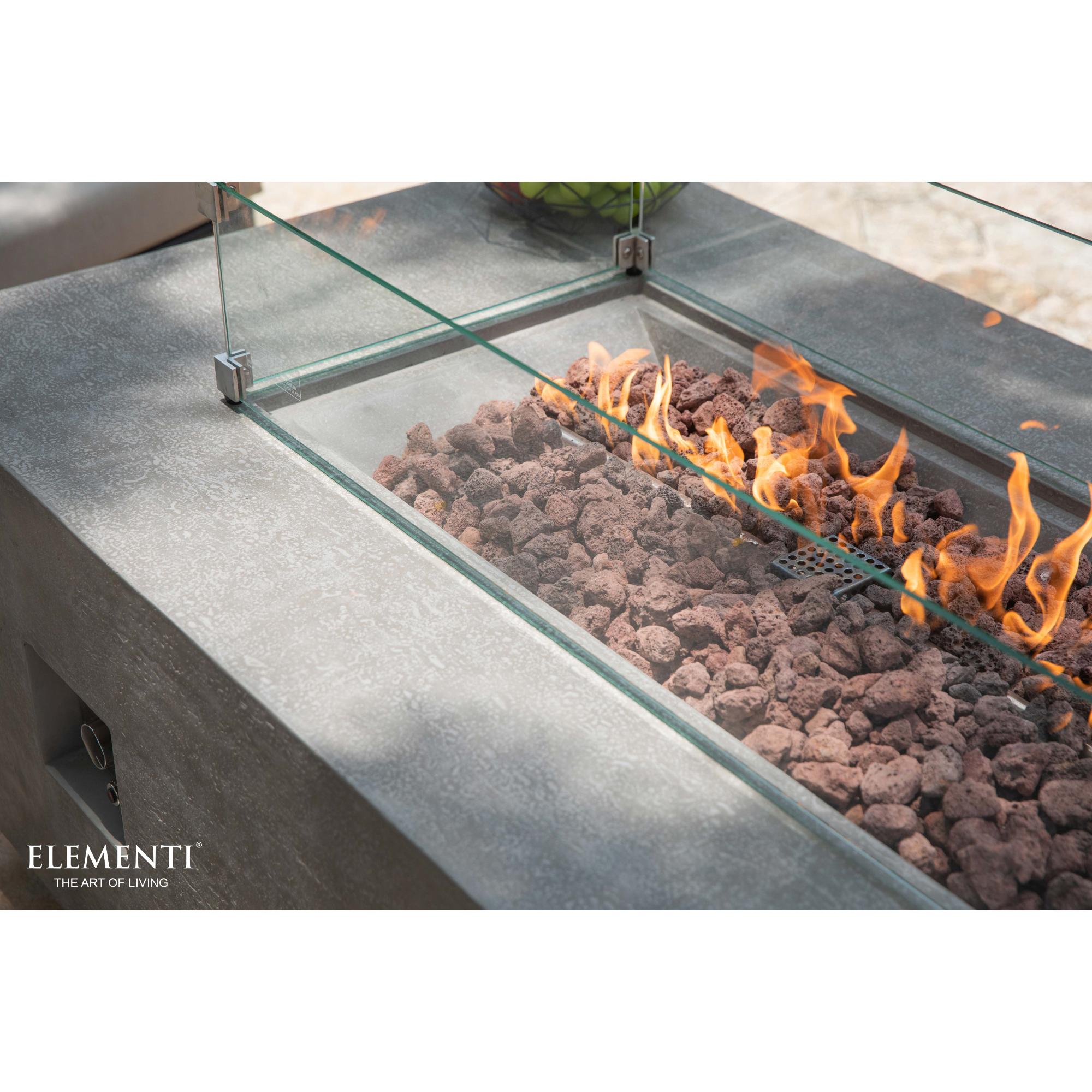 Andes 66″ Rectangular Concrete Liquid Propane Fire Table with Hidden Tank – Elementi