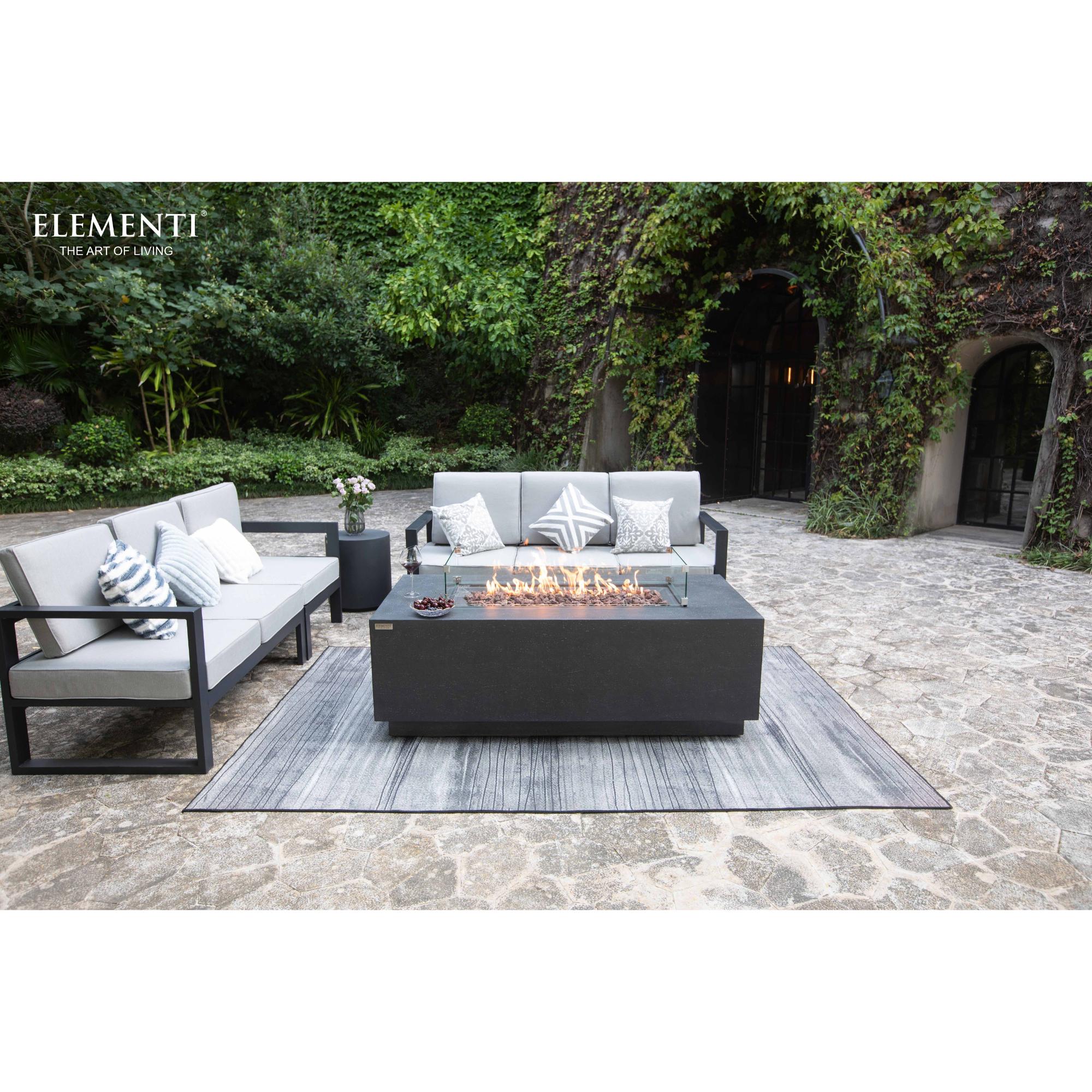 Andes 66″ Rectangular Concrete Liquid Propane Fire Table with Hidden Tank – Elementi