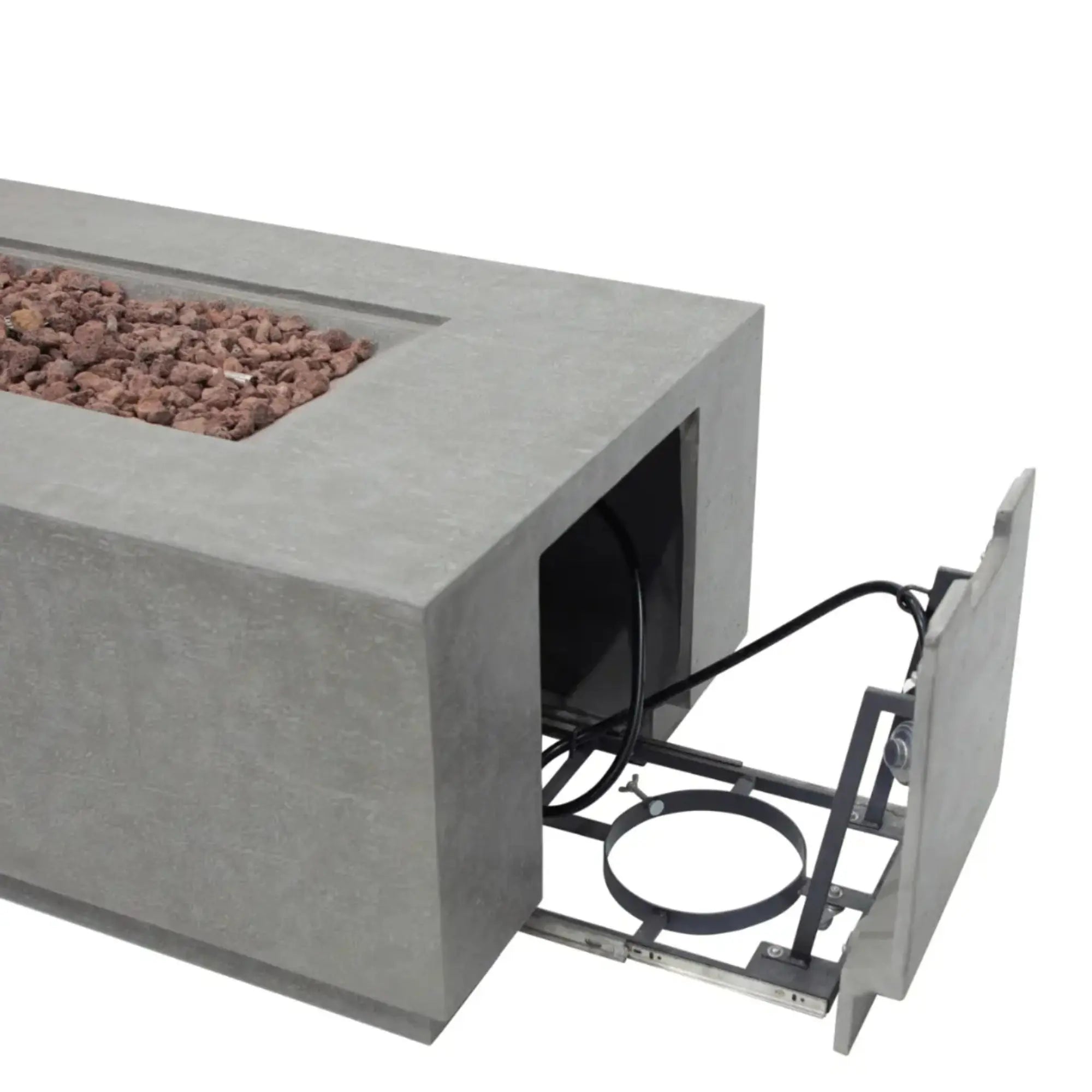 Andes 66″ Rectangular Concrete Liquid Propane Fire Table with Hidden Tank – Elementi Elementi