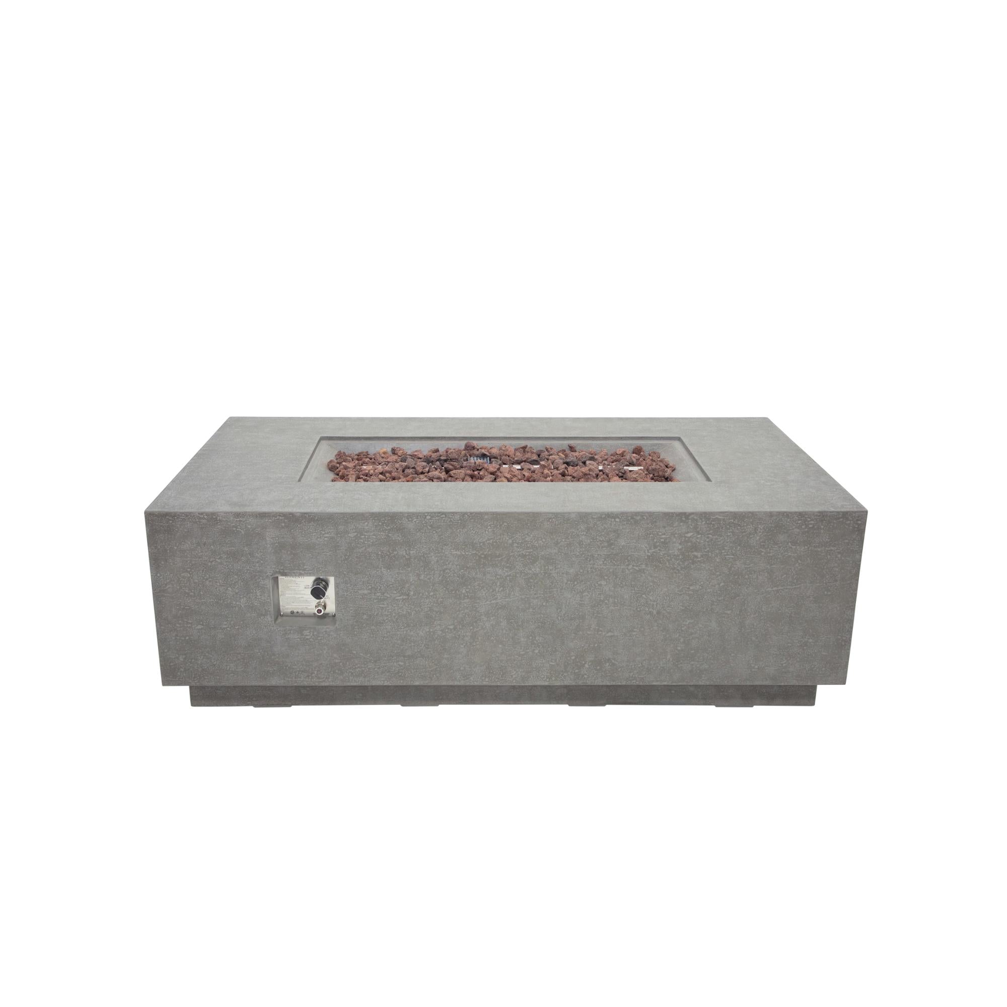 Andes 66″ Rectangular Concrete Liquid Propane Fire Table with Hidden Tank – Elementi