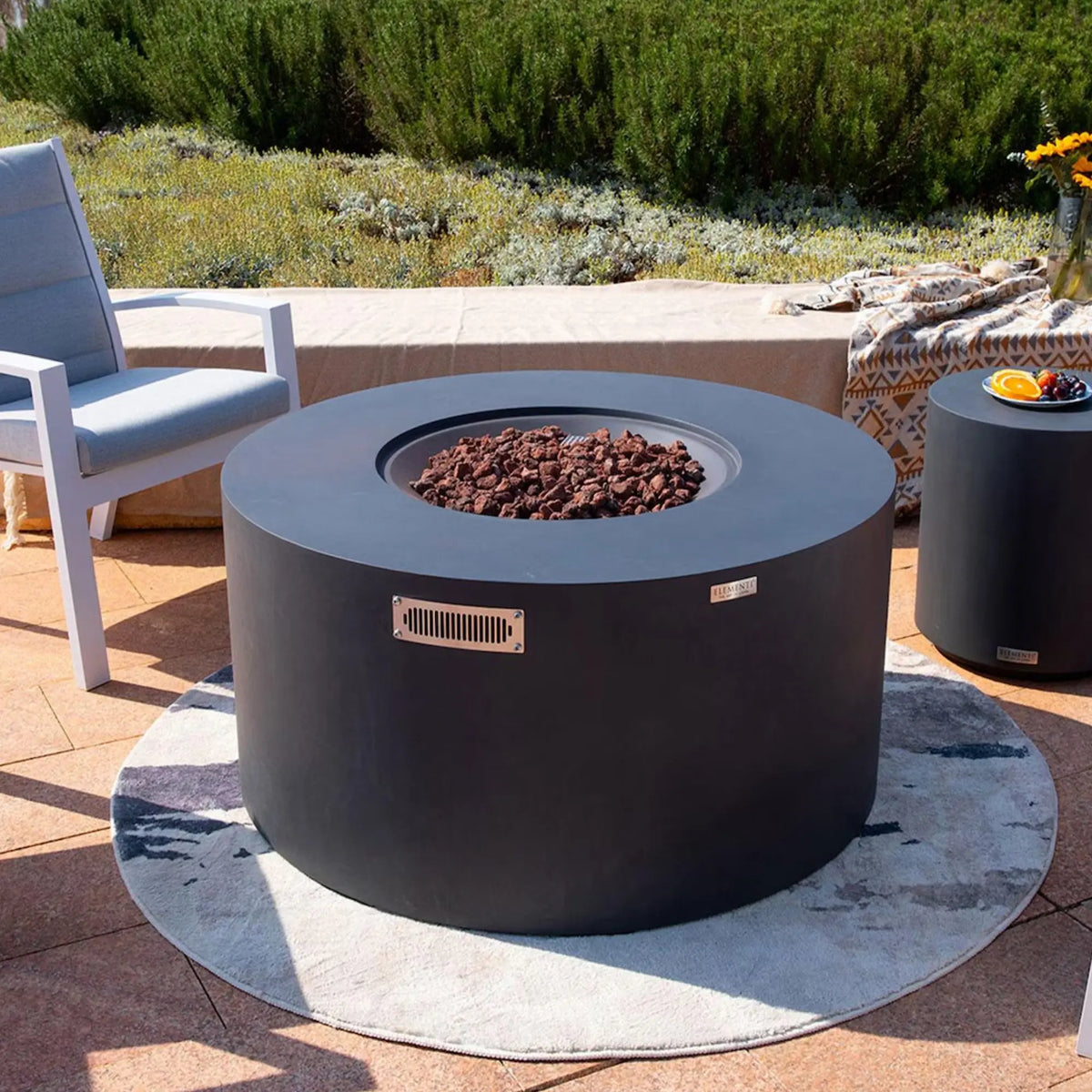 Elementi Pacaya 43" Round Concrete Propane Fire Table with Hidden Tank Elementi