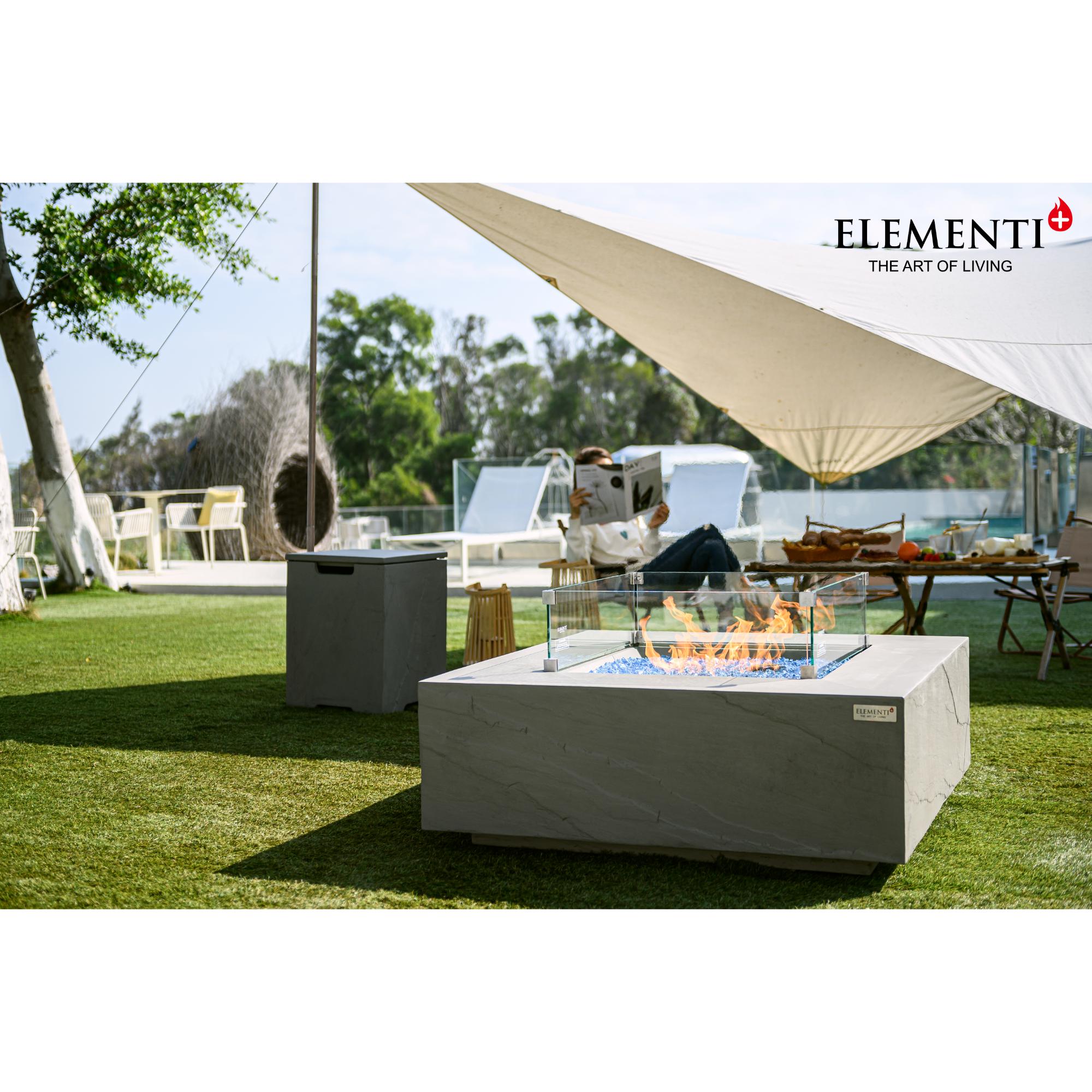 Capertee 40″ Square Concrete Gas Fire Table – Elementi Plus