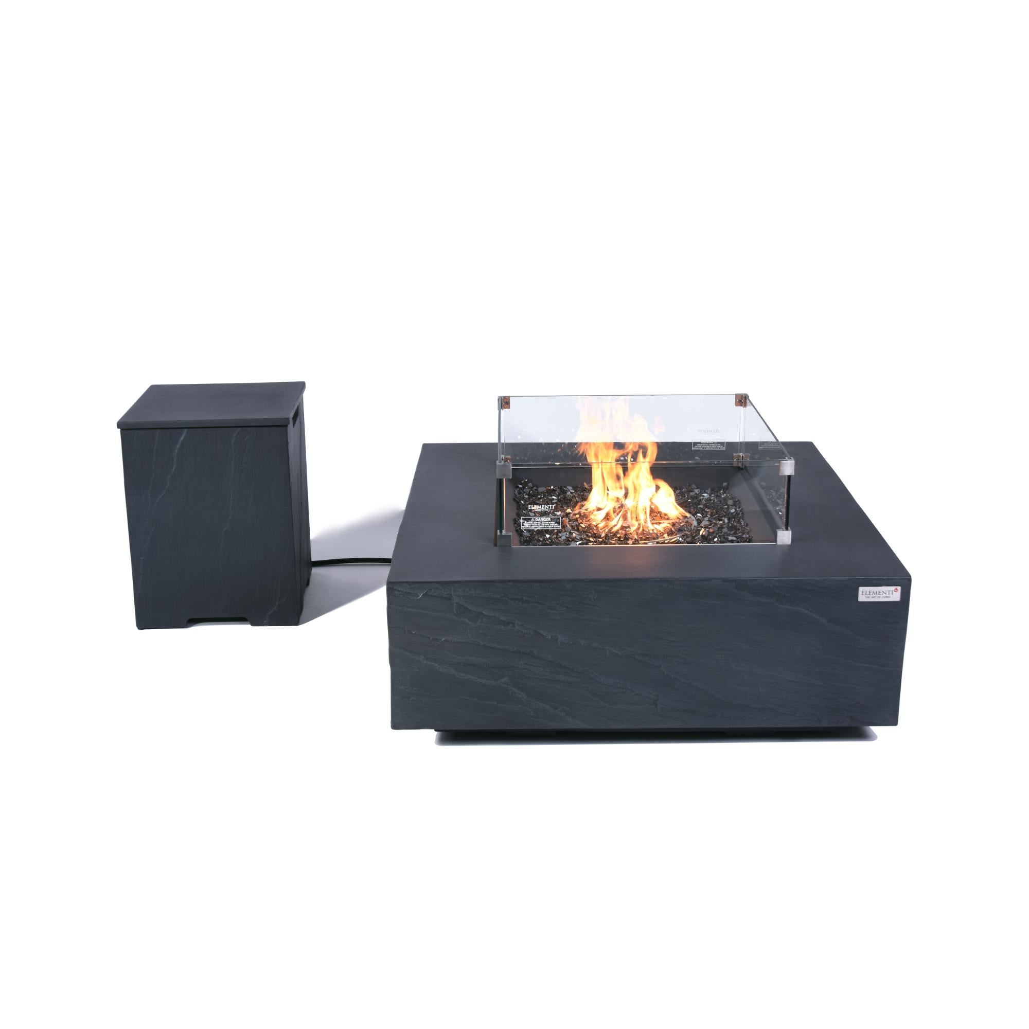 Roraima 40″ Square Concrete Gas Fire Table – Elementi Plus