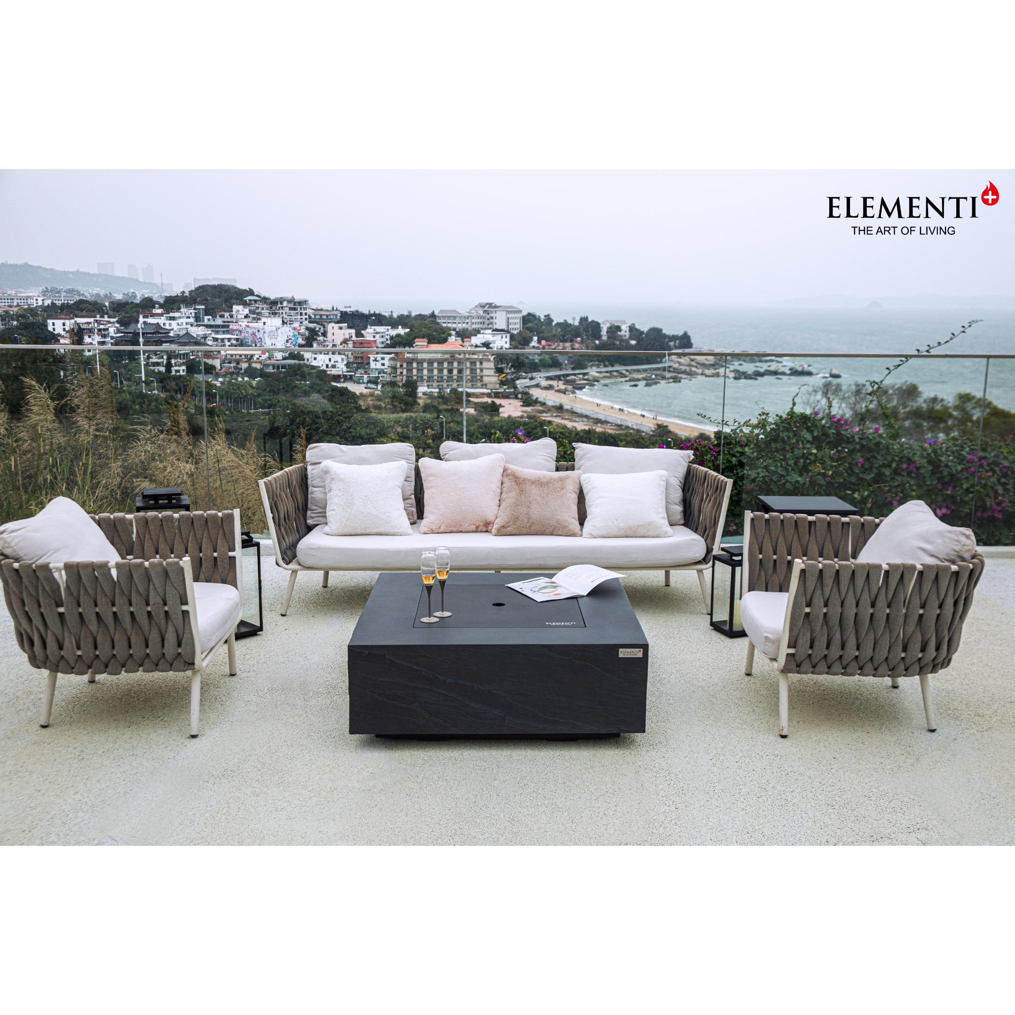 Roraima 40″ Square Concrete Gas Fire Table – Elementi Plus