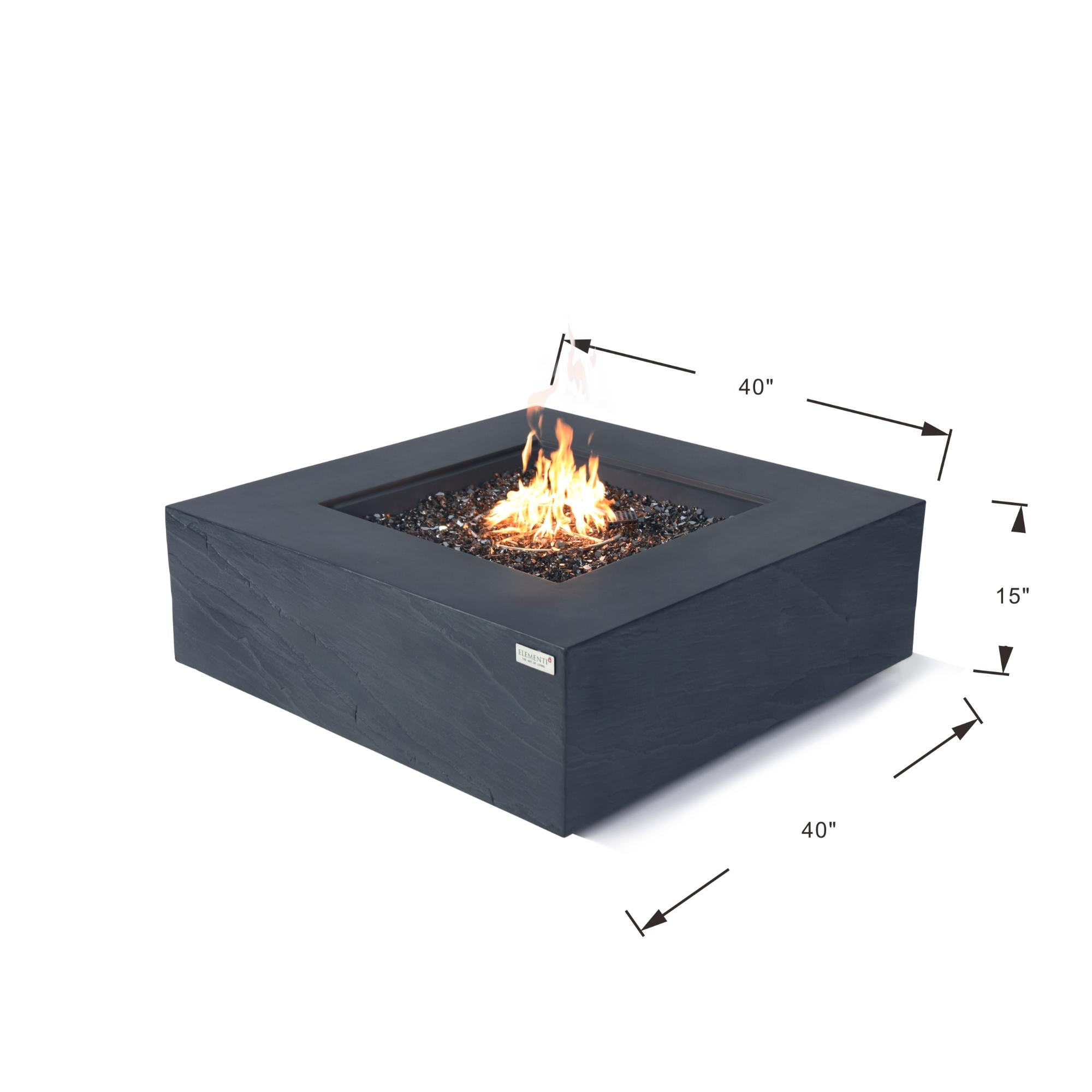 Roraima 40″ Square Concrete Gas Fire Table – Elementi Plus
