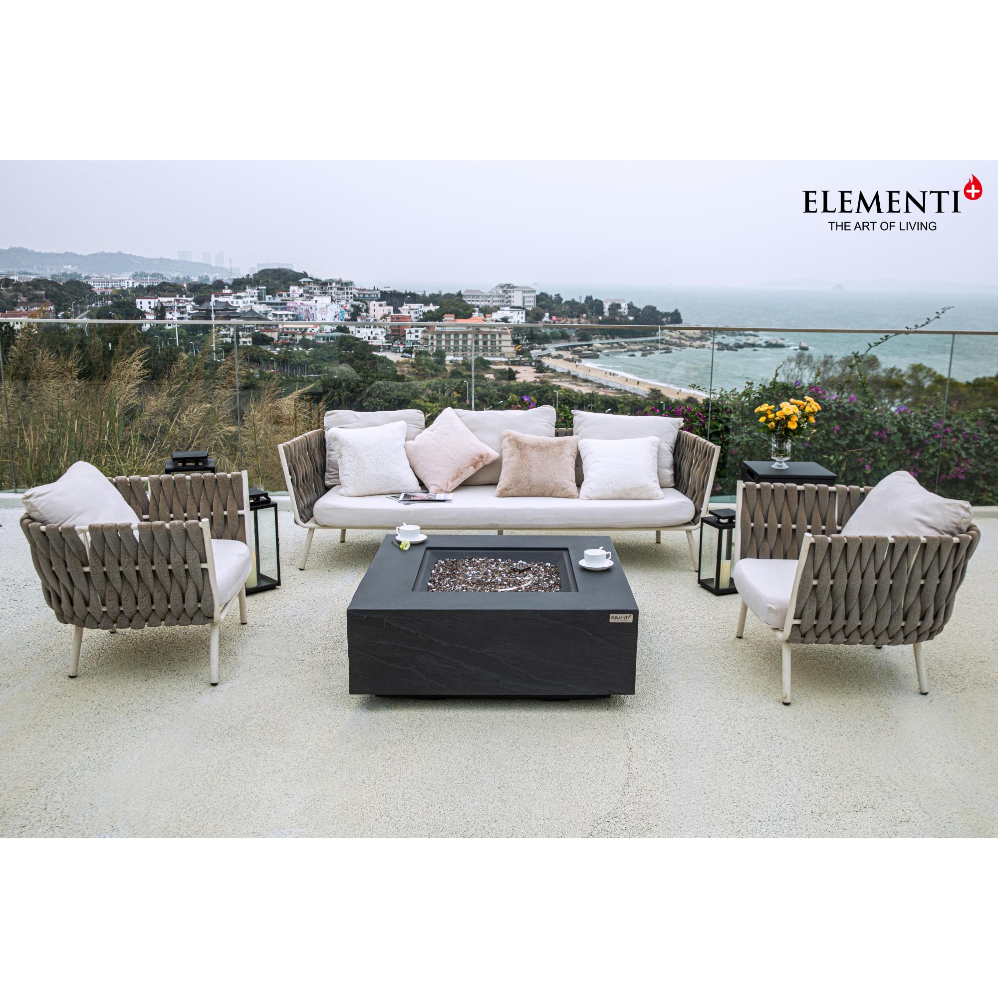 Roraima 40″ Square Concrete Gas Fire Table – Elementi Plus