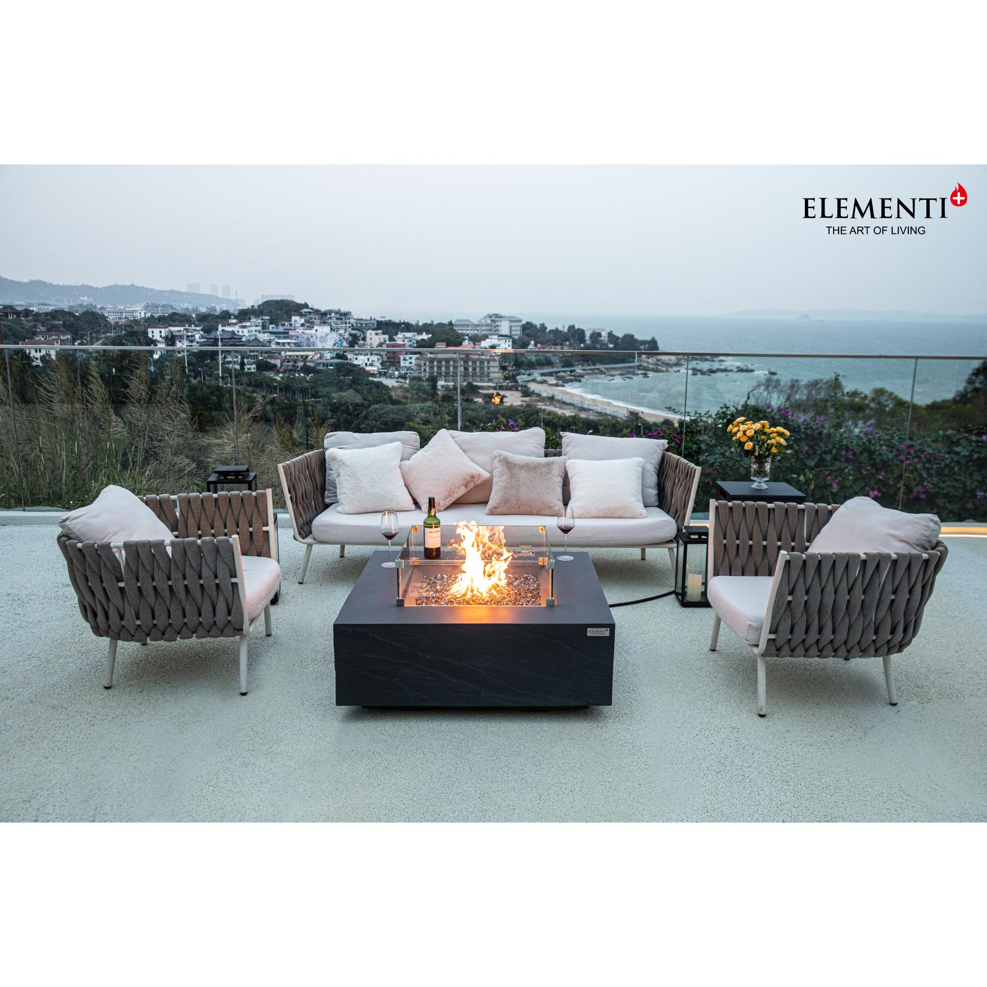 Roraima 40″ Square Concrete Gas Fire Table – Elementi Plus