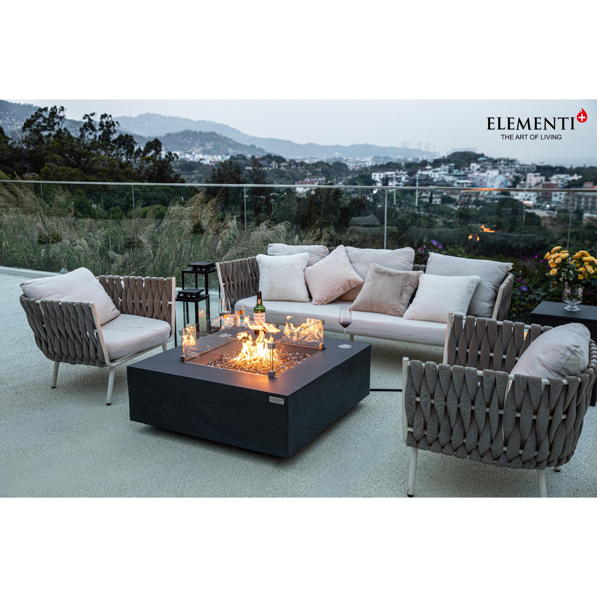 Roraima 40″ Square Concrete Gas Fire Table – Elementi Plus