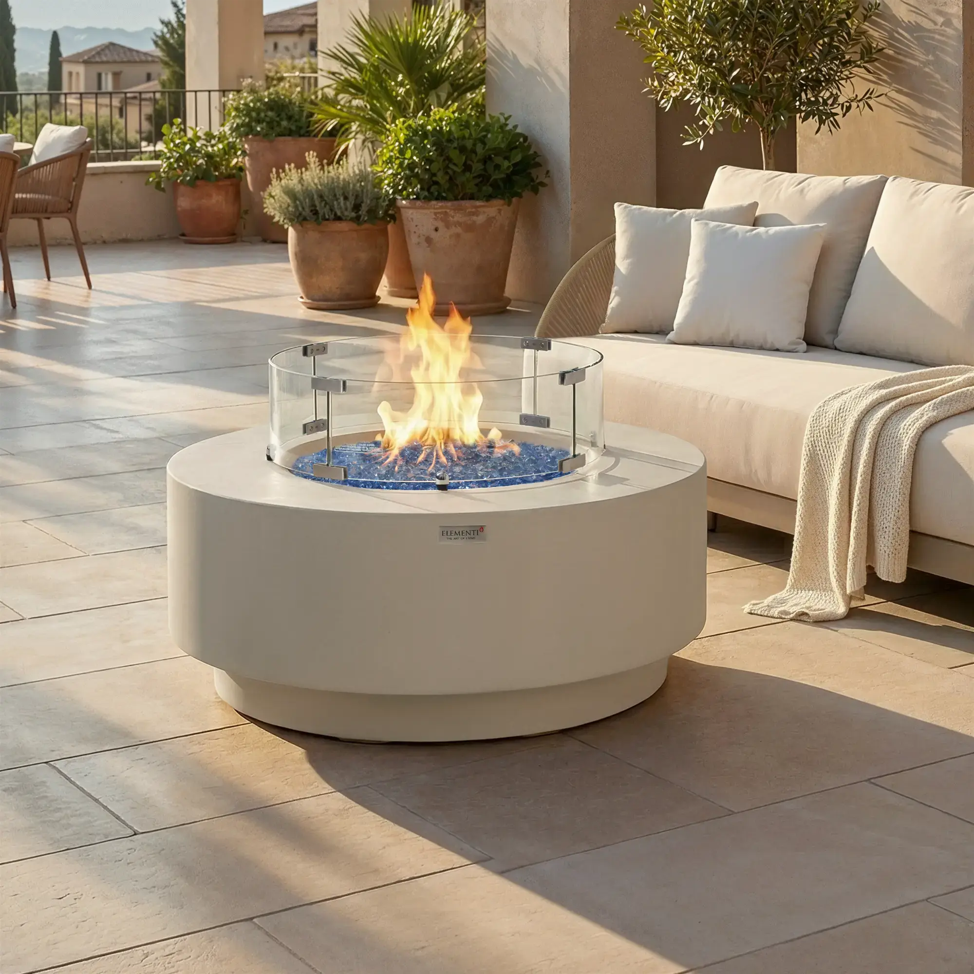 Nimes 41″ Round Concrete Gas Fire Table – Elementi Plus Elementi