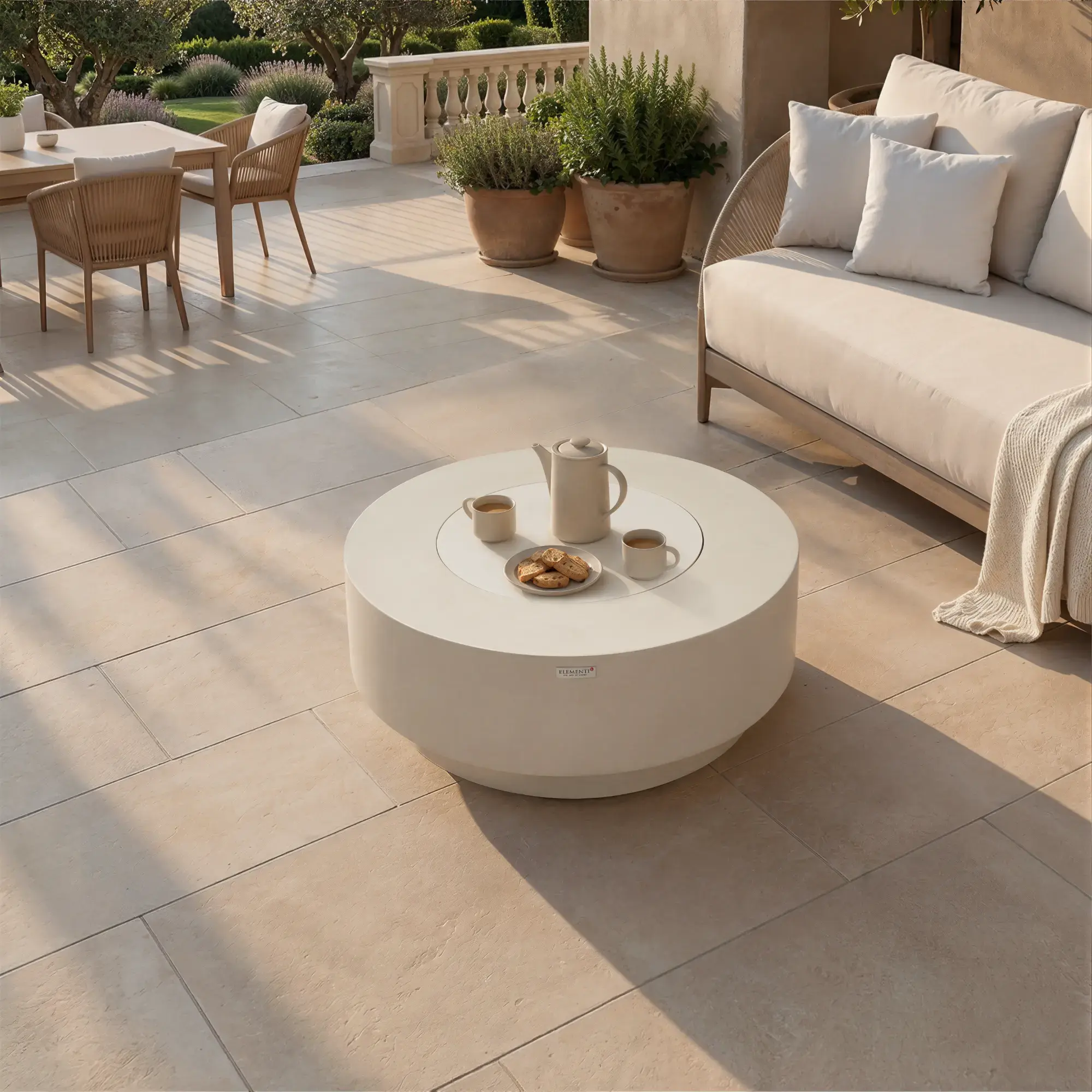 Nimes 41″ Round Concrete Gas Fire Table – Elementi Plus Elementi