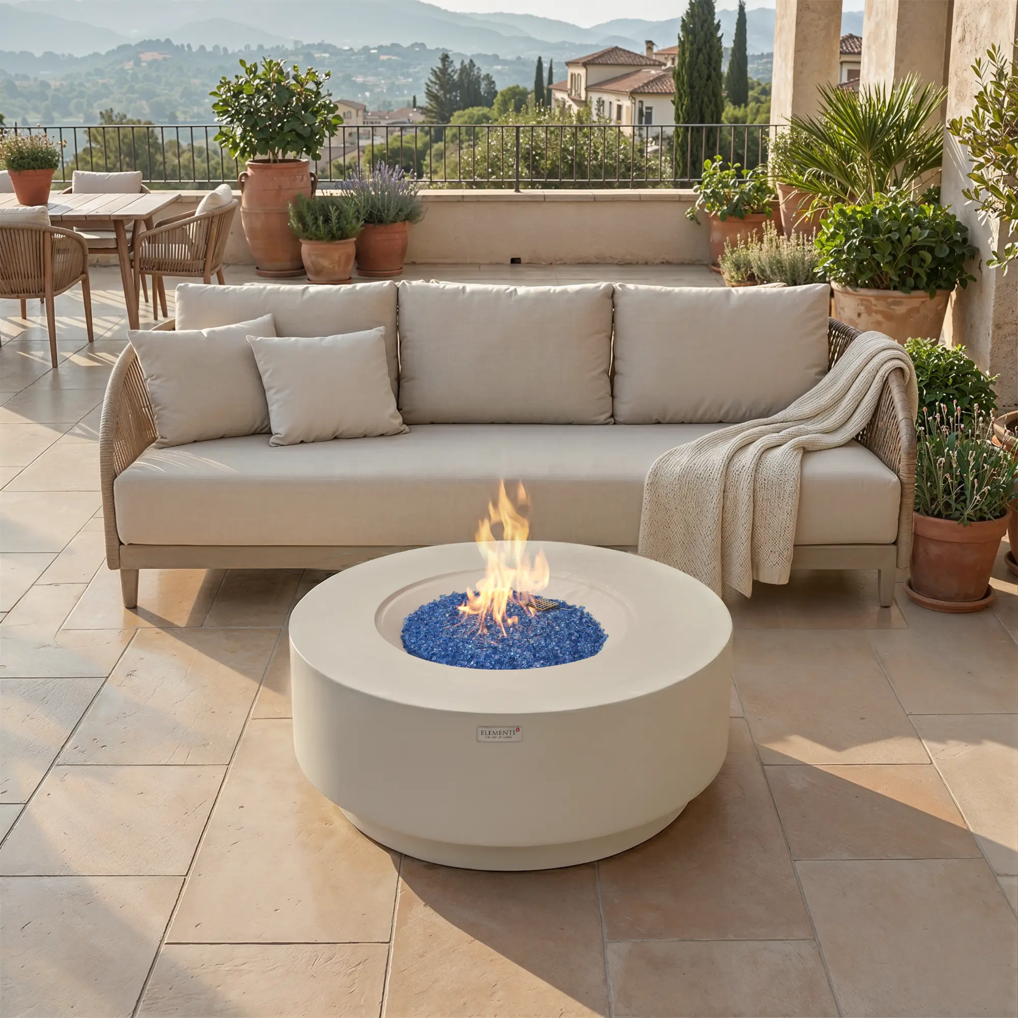 Nimes 41″ Round Concrete Gas Fire Table – Elementi Plus Elementi