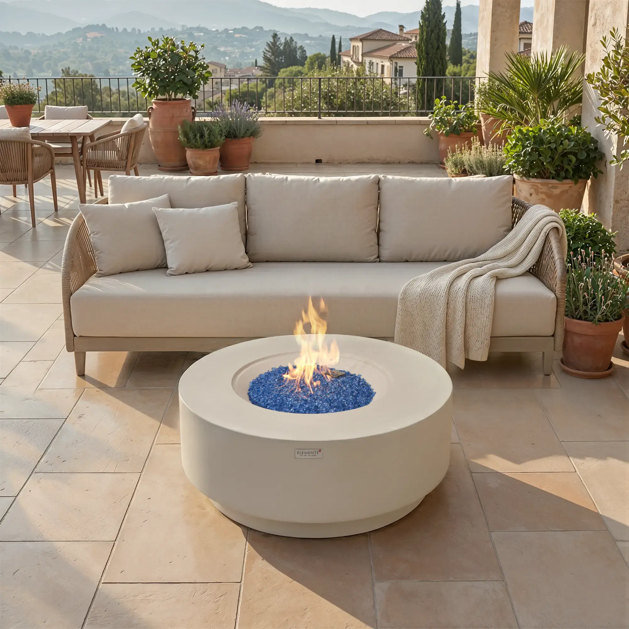 Nimes 41″ Round Concrete Gas Fire Table – Elementi Plus Elementi