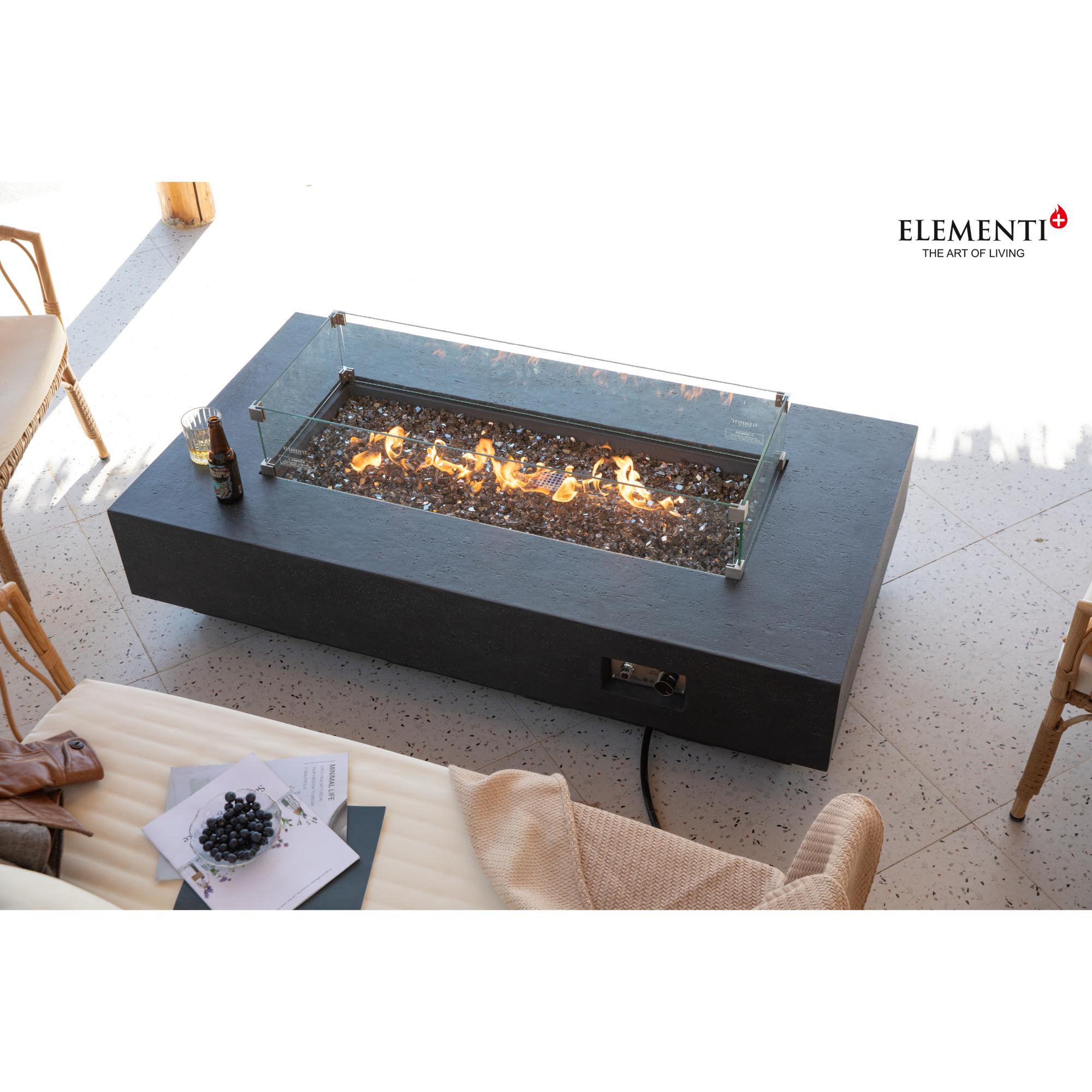 Positano 60″ Rectangular Concrete Gas Fire Table – Elementi Plus