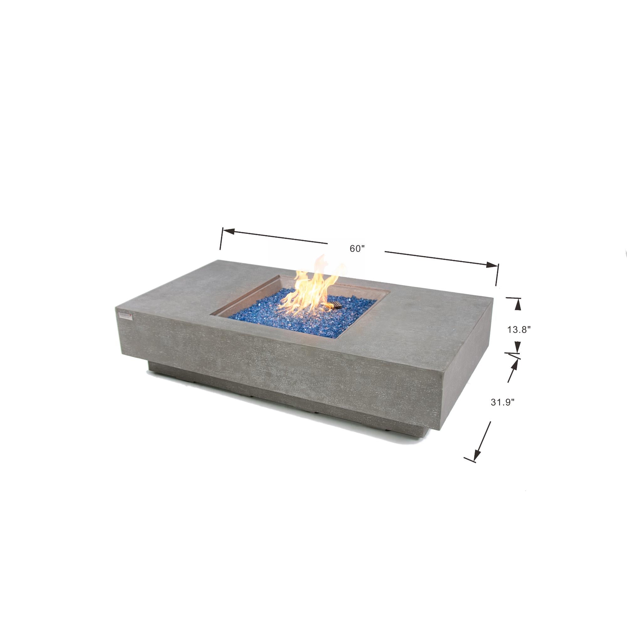 Montecarlo 60″ Rectangular Concrete Gas Fire Table – Elementi Plus