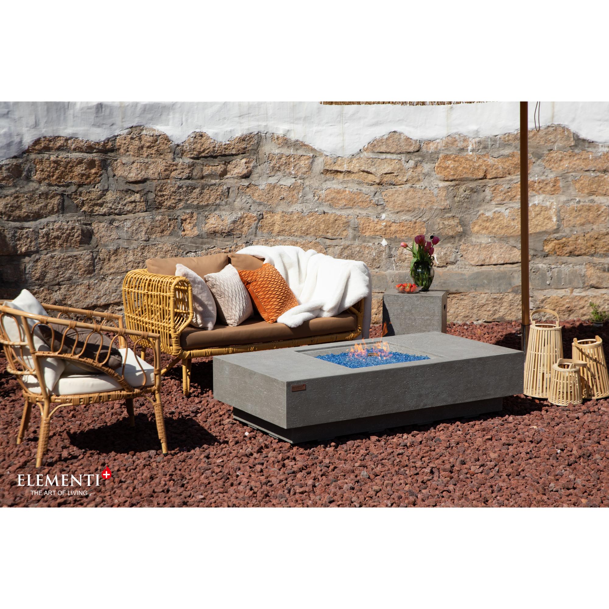 Montecarlo 60″ Rectangular Concrete Gas Fire Table – Elementi Plus