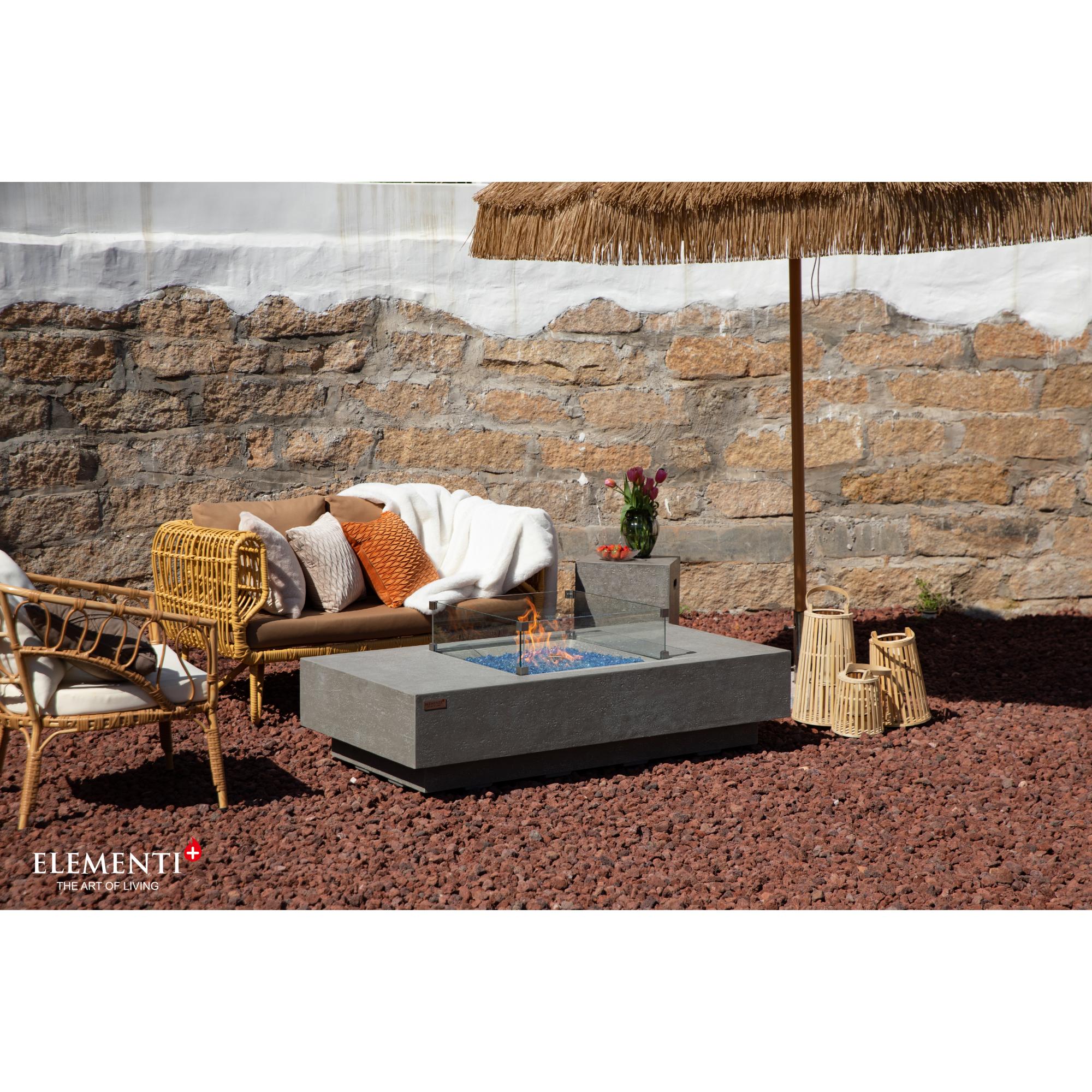 Montecarlo 60″ Rectangular Concrete Gas Fire Table – Elementi Plus