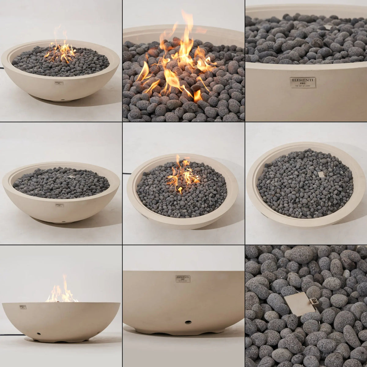 Rose Bowl 48″ Round Concrete Gas Fire Pit – Elementi Pro 100K Elementi