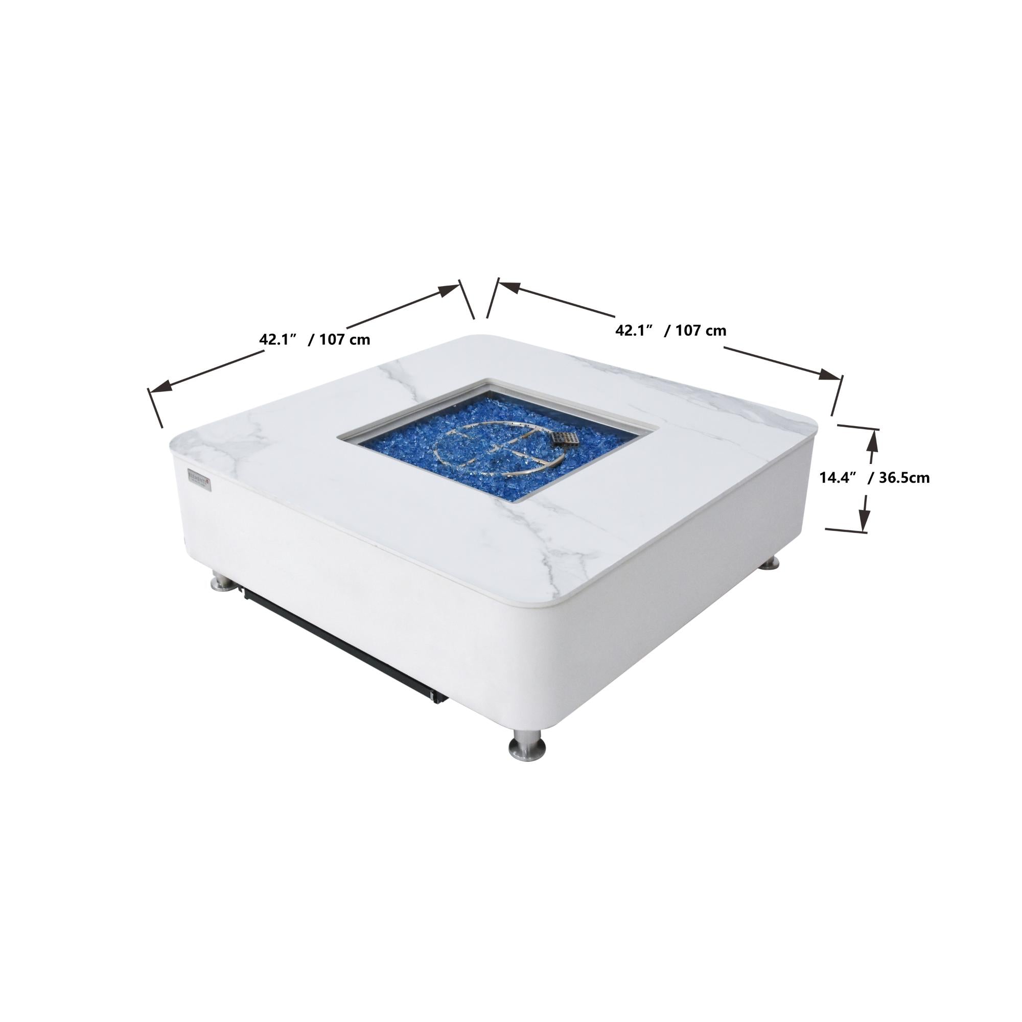 Annecy 42″ Square Porcelain Top Gas Fire Table – Elementi Plus