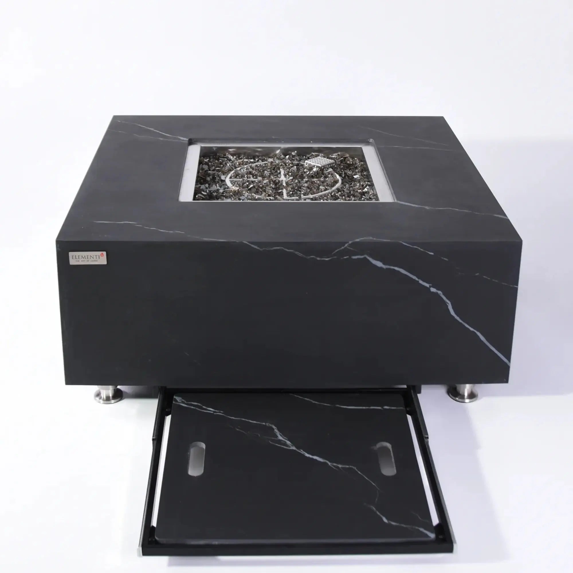 Sofia 40″ Square Marble Porcelain Gas Fire Table – Elementi Plus Elementi