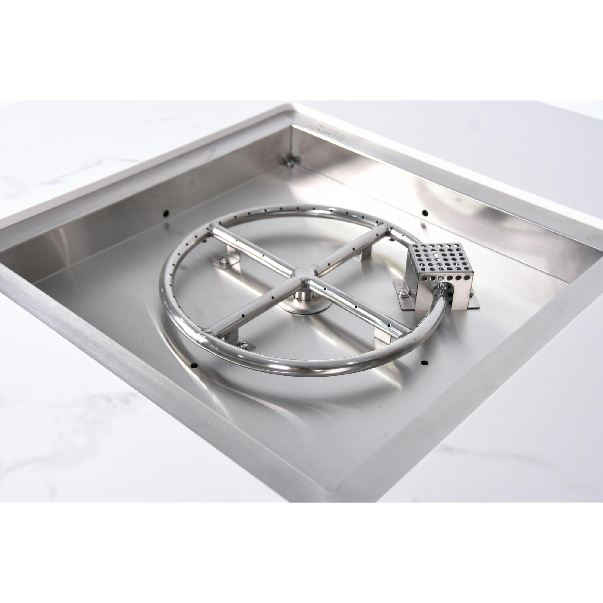 Bianco 40″ Square Marble Porcelain Top Gas Fire Table – Elementi Plus