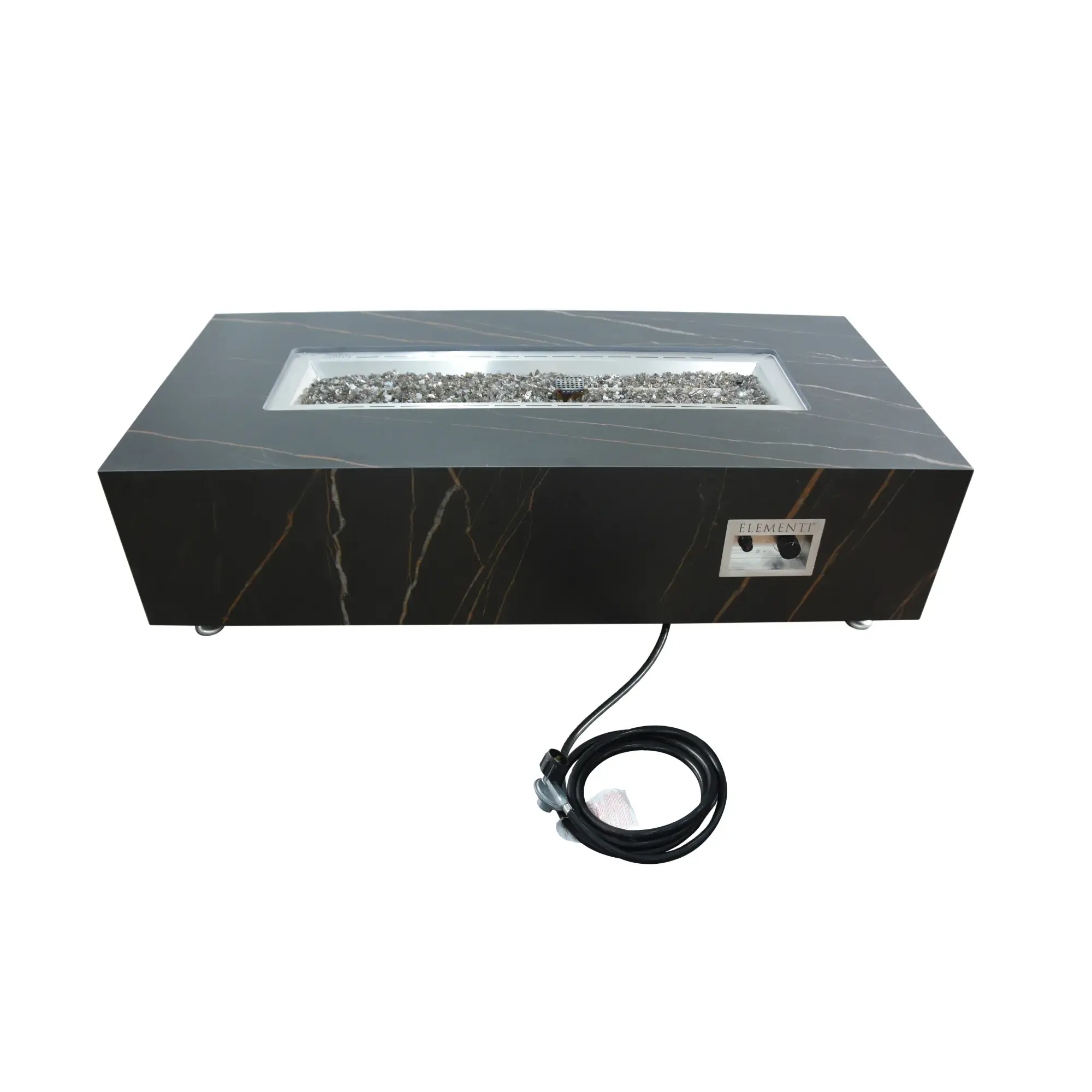 Varna 60″ Rectangular Marble Porcelain Gas Fire Table – Elementi Plus Elementi