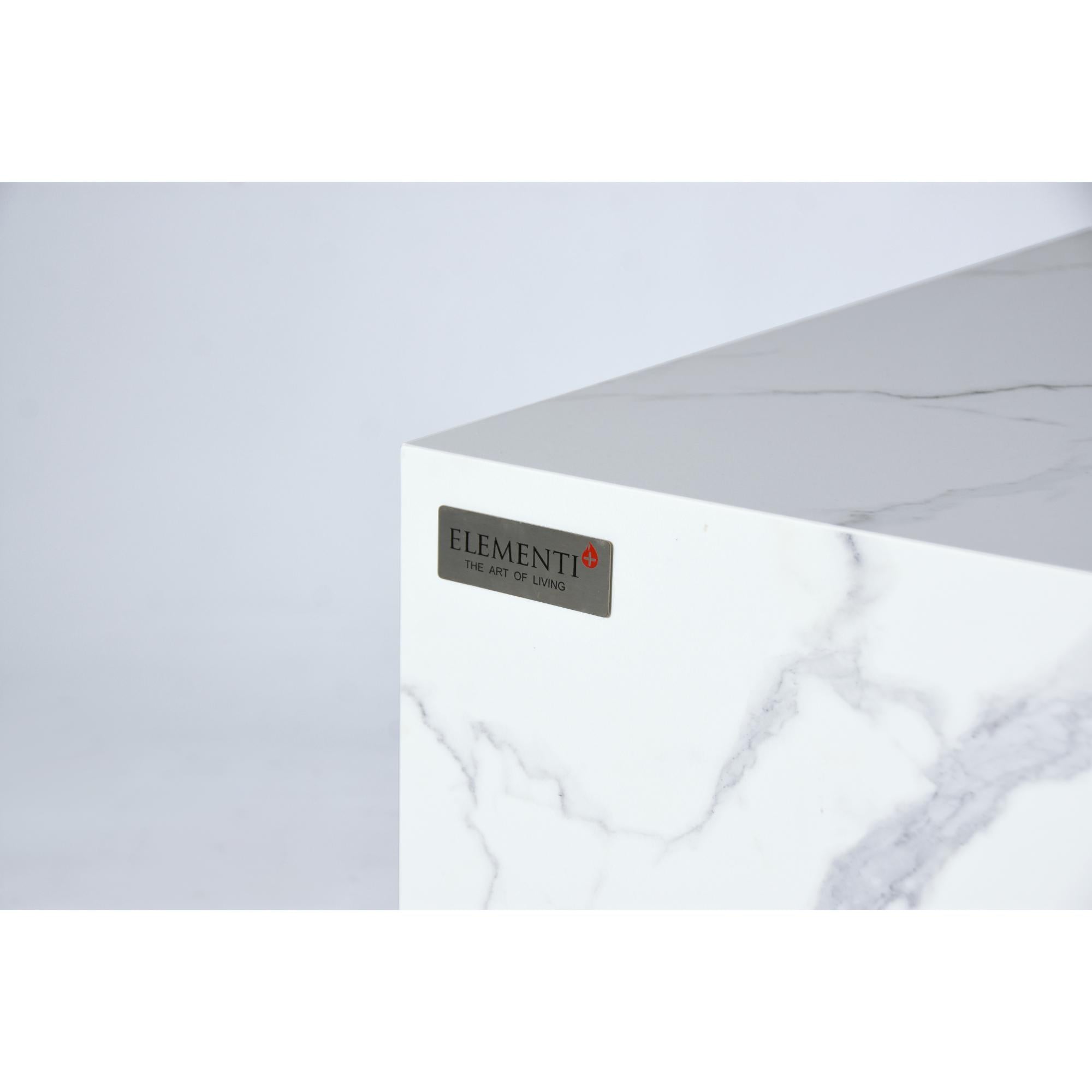 Carrara 60″ Rectangular Marble Porcelain Top Gas Fire Table – Elementi Plus