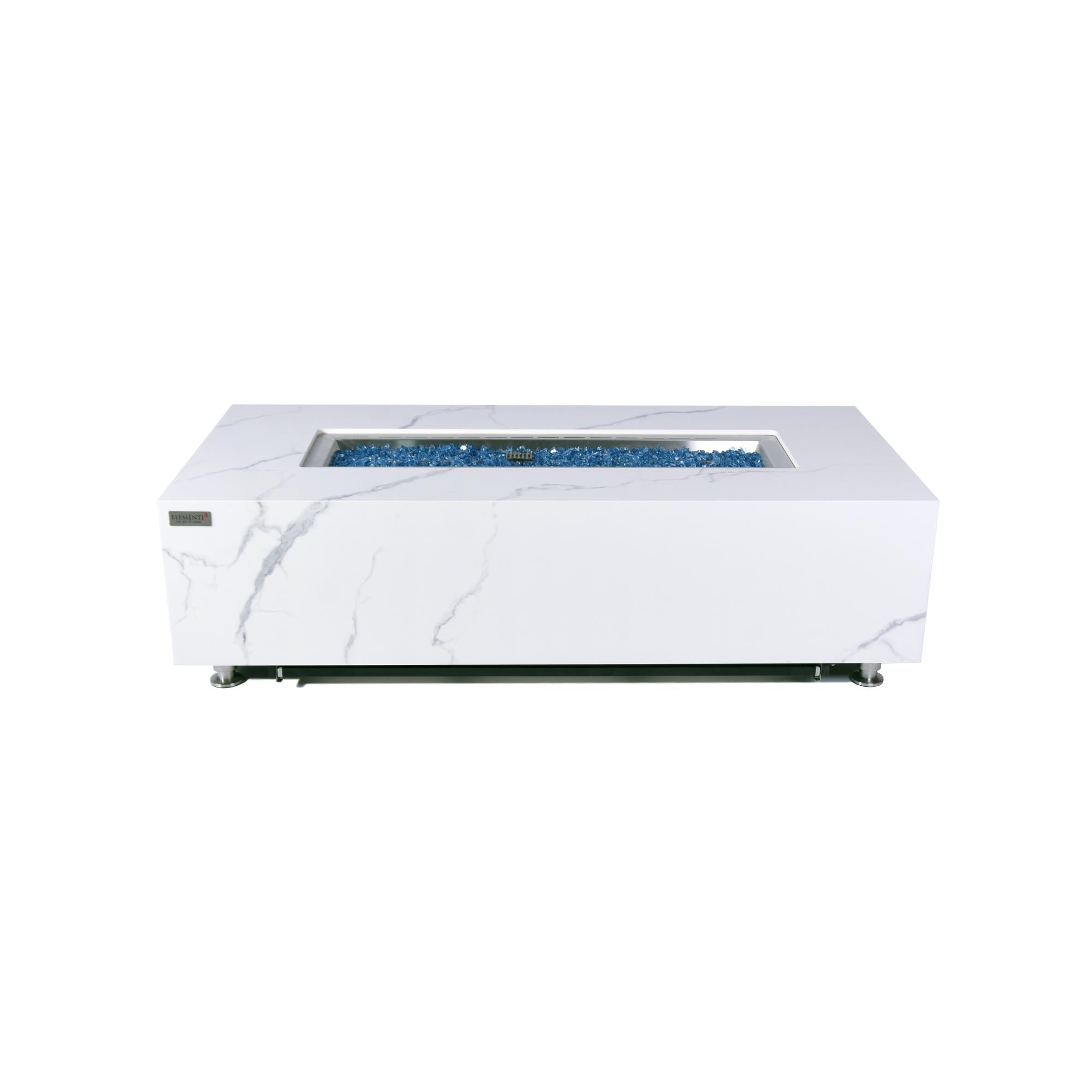 Carrara 60″ Rectangular Marble Porcelain Top Gas Fire Table – Elementi Plus