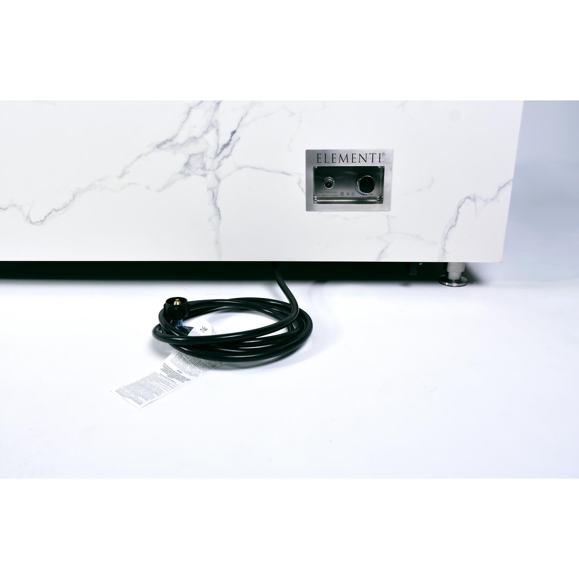 Carrara 60″ Rectangular Marble Porcelain Top Gas Fire Table – Elementi Plus