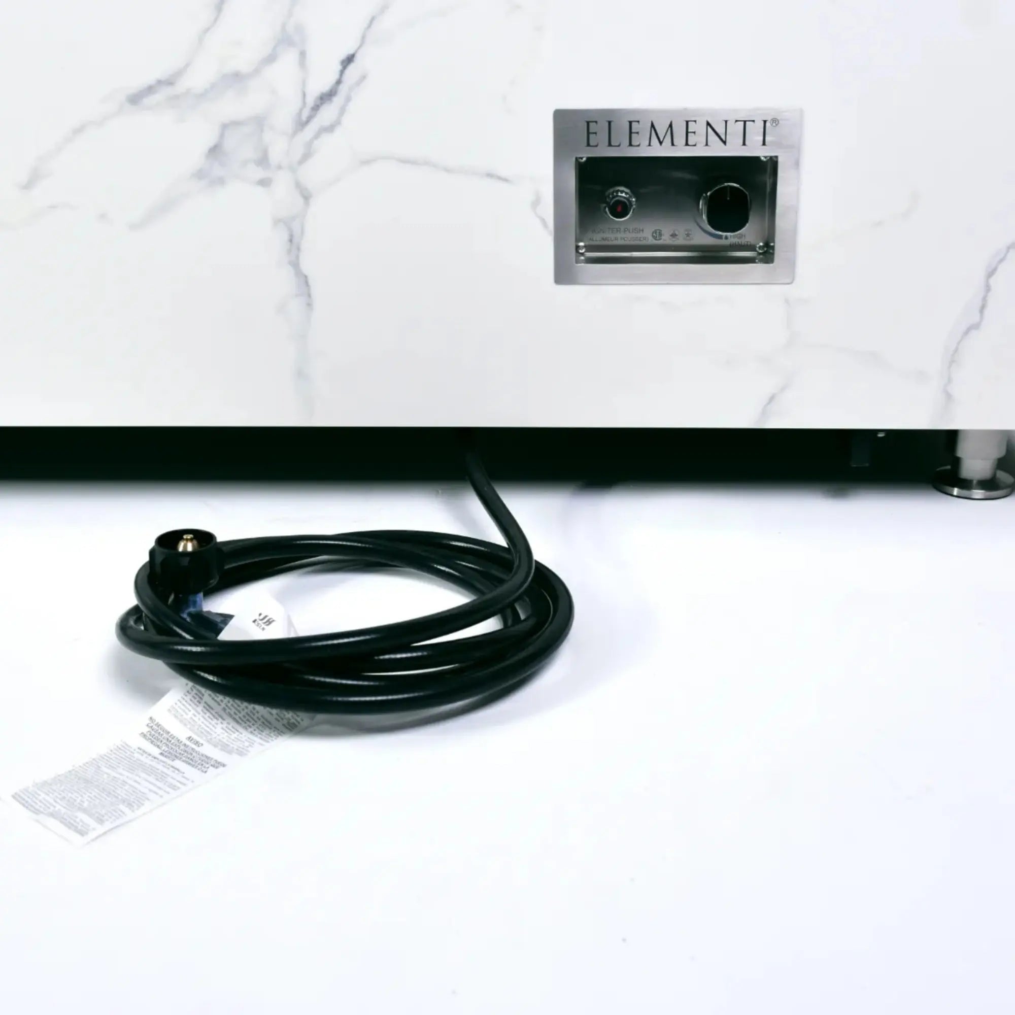 Carrara 60″ Rectangular Marble Porcelain Gas Fire Table – Elementi Plus Elementi