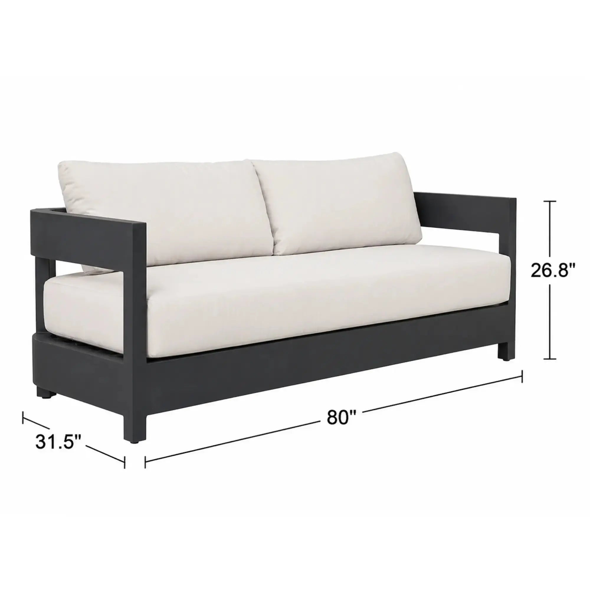 Monaco Aluminum Outdoor 3-Seat Sofa with Sunbrella Cushions (OS2601T) - Elementi Elementi