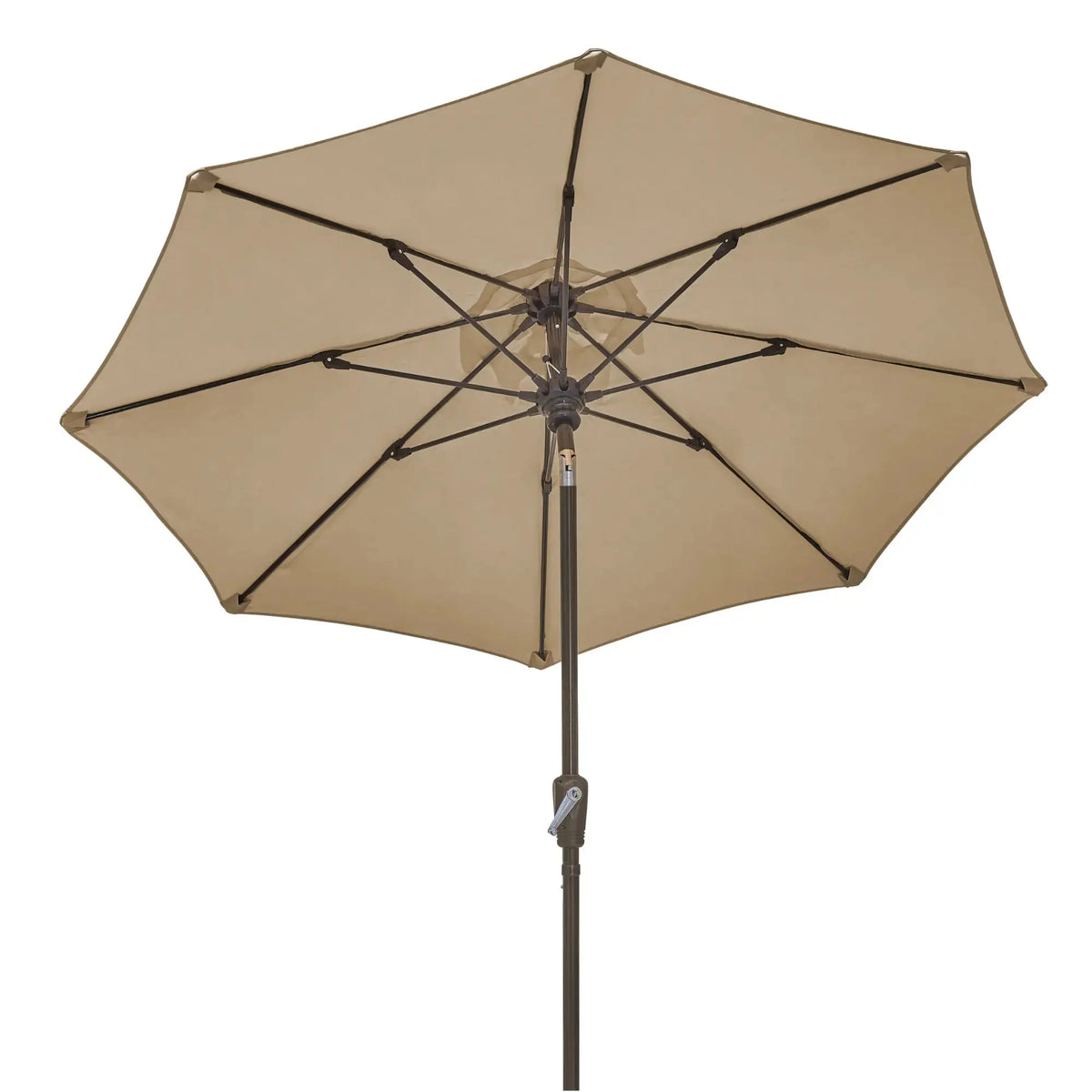 FiberBuilt 9' Oct Patio Umbrella – Crank Lift & Push-Button Tilt – Solution-Dyed Poly Canopy FiberBuilt