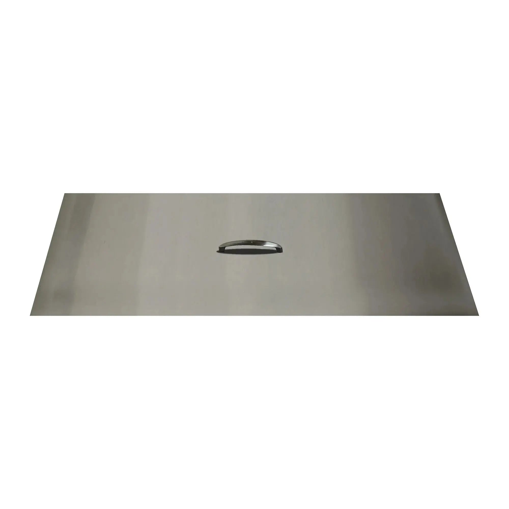 The Outdoor Plus 12" x 68" Rectangular Stainless Steel Cover with Stainless Steel Handle. The Outdoor Plus