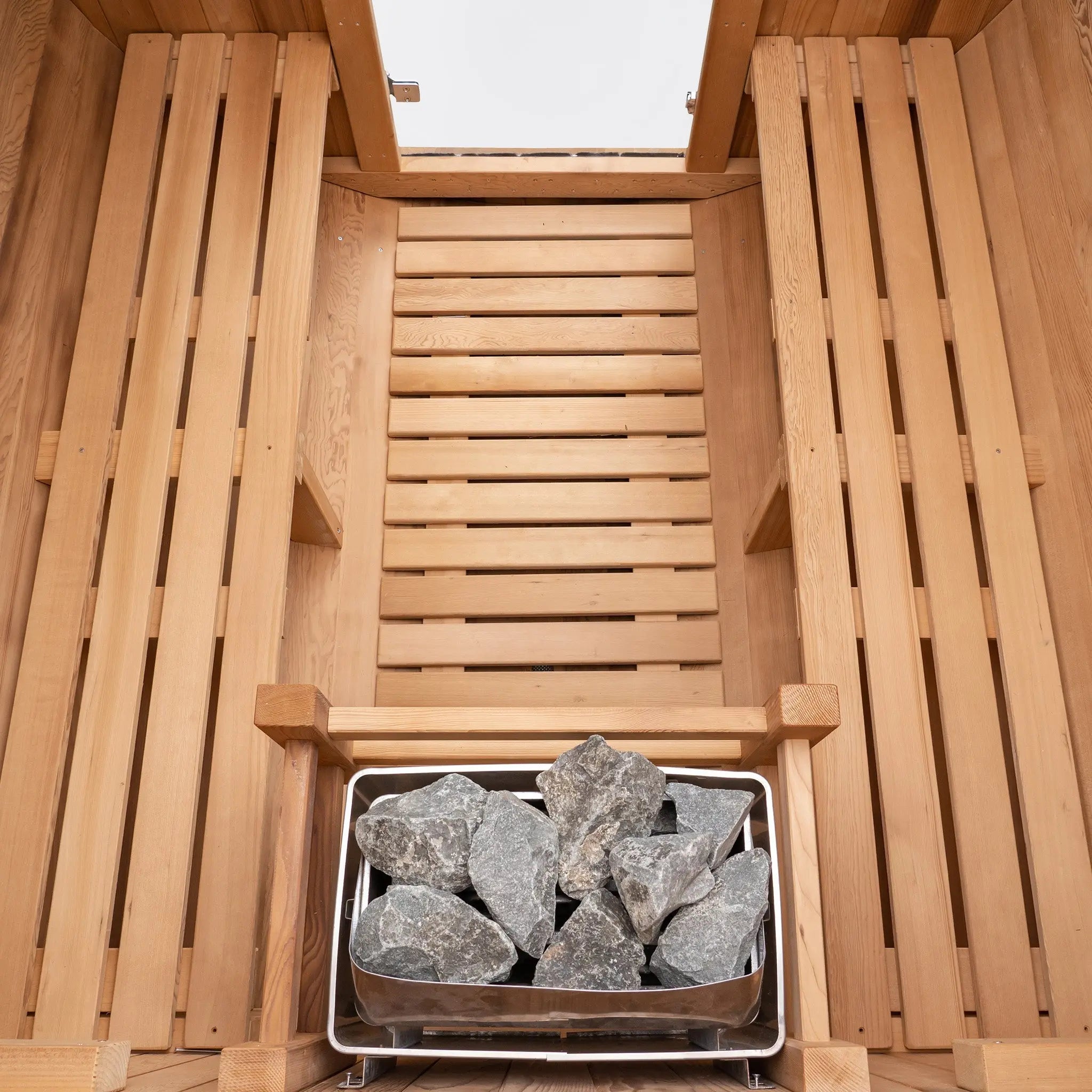Redwood Outdoors Barrel Outdoor Sauna - 6 Person - Harvia KIP 8kW Heater Redwood Outdoors