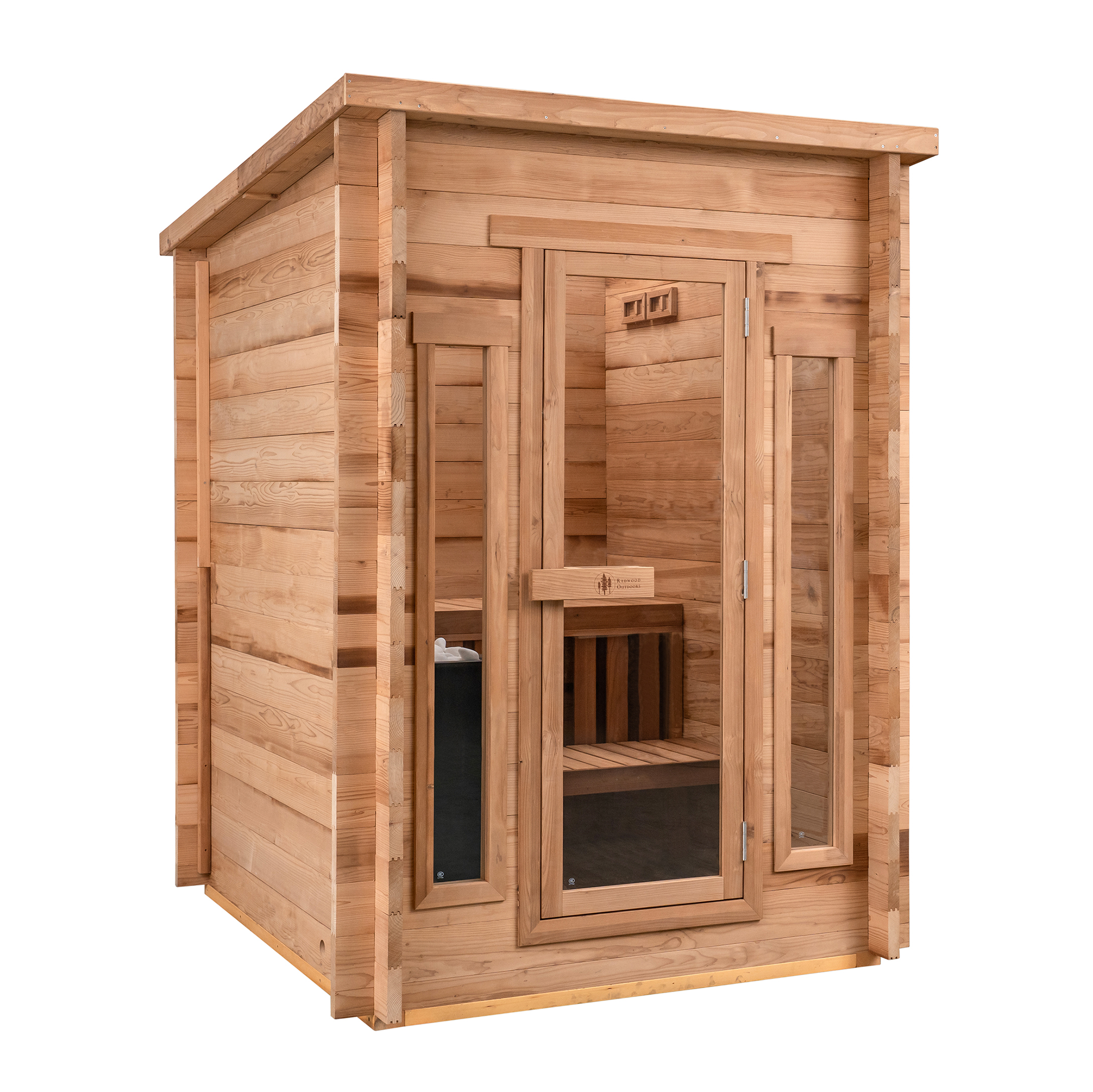 Redwood Outdoors Cabin Outdoor Sauna - 4 Person - Harvia KIP 8kW Heater