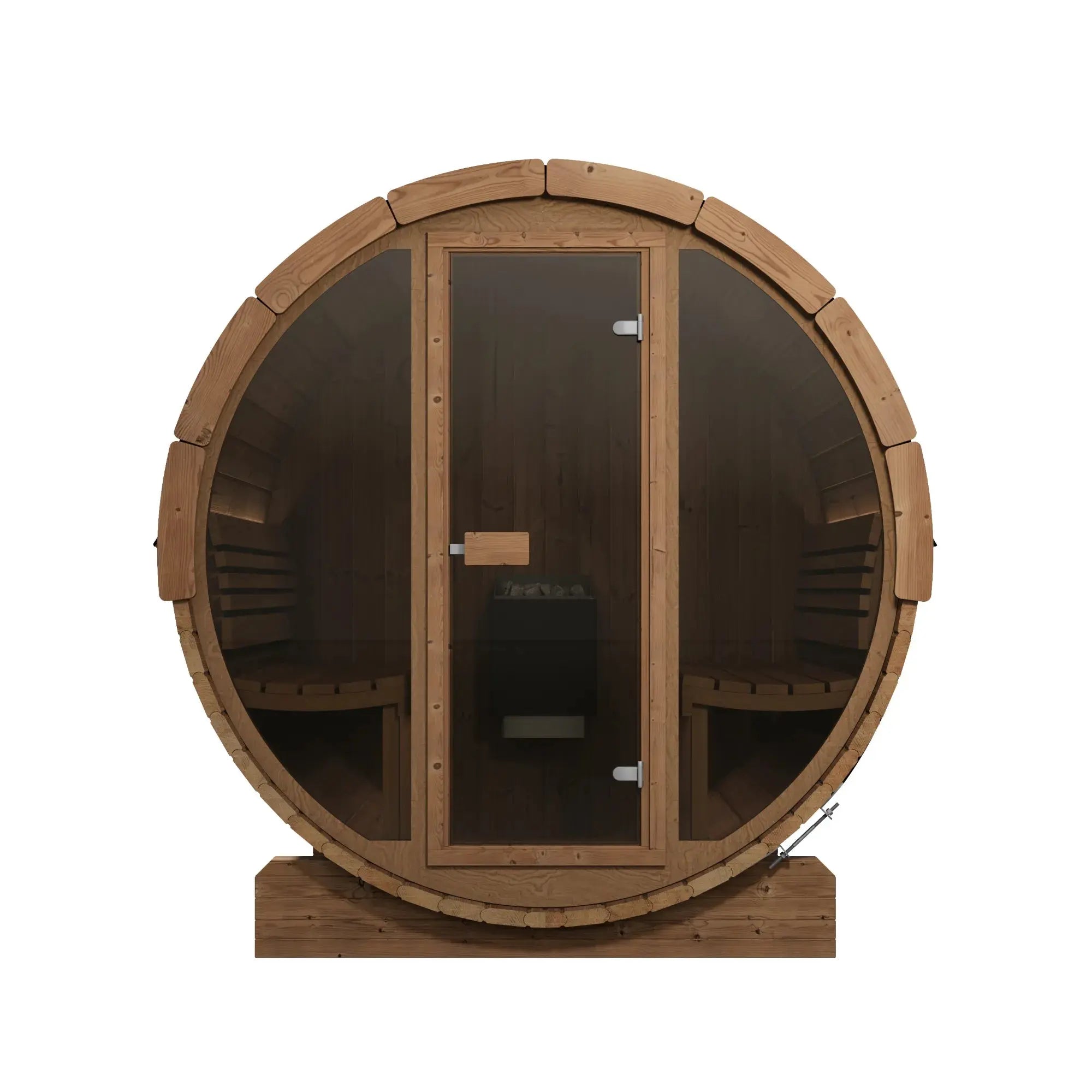 SaunaLife Model E7G Ergo Series Outdoor Sauna Barrel Kit, Glass Front SaunaLife