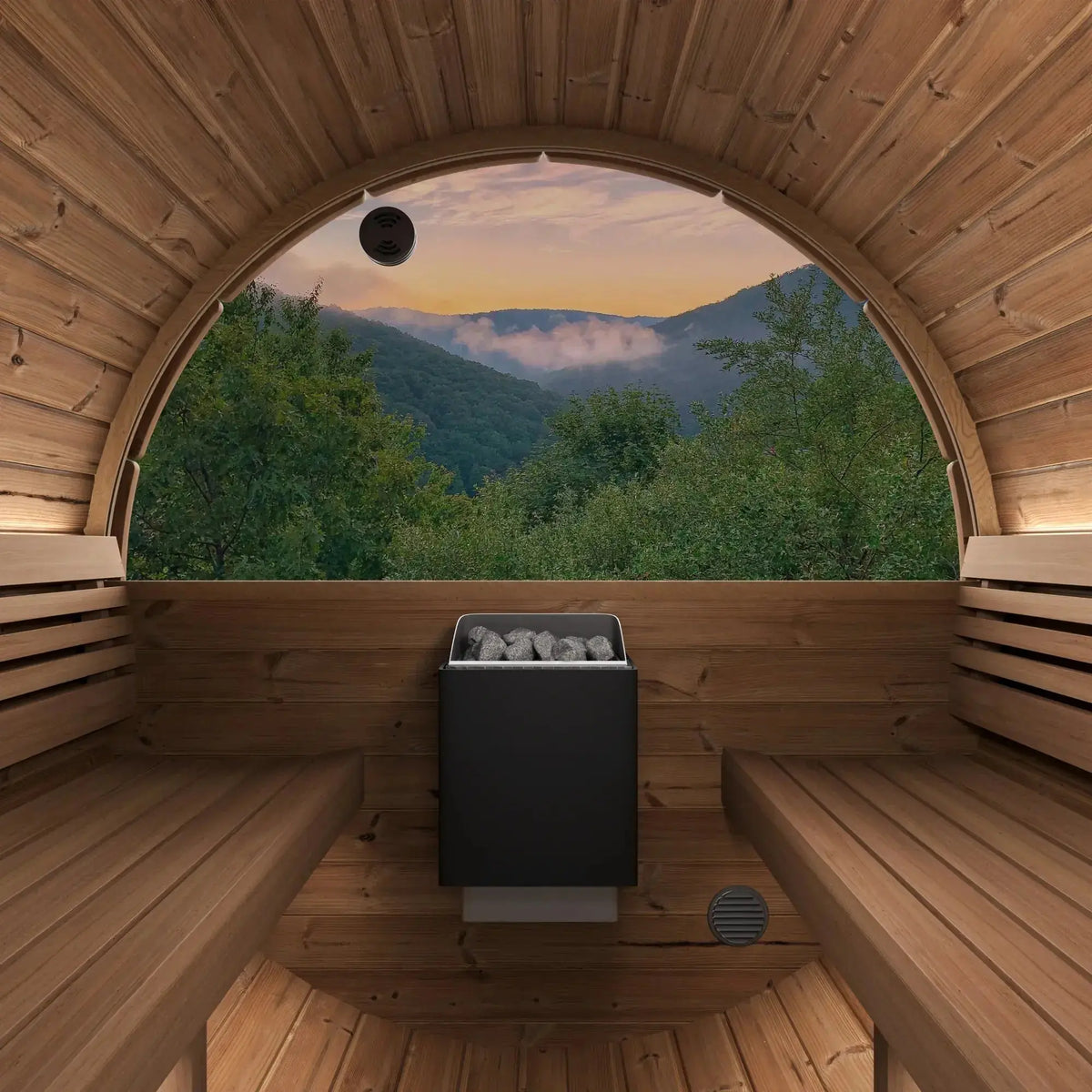 SaunaLife Model E8W Ergo Series Outdoor Sauna Barrel Kit, Rear Window SaunaLife