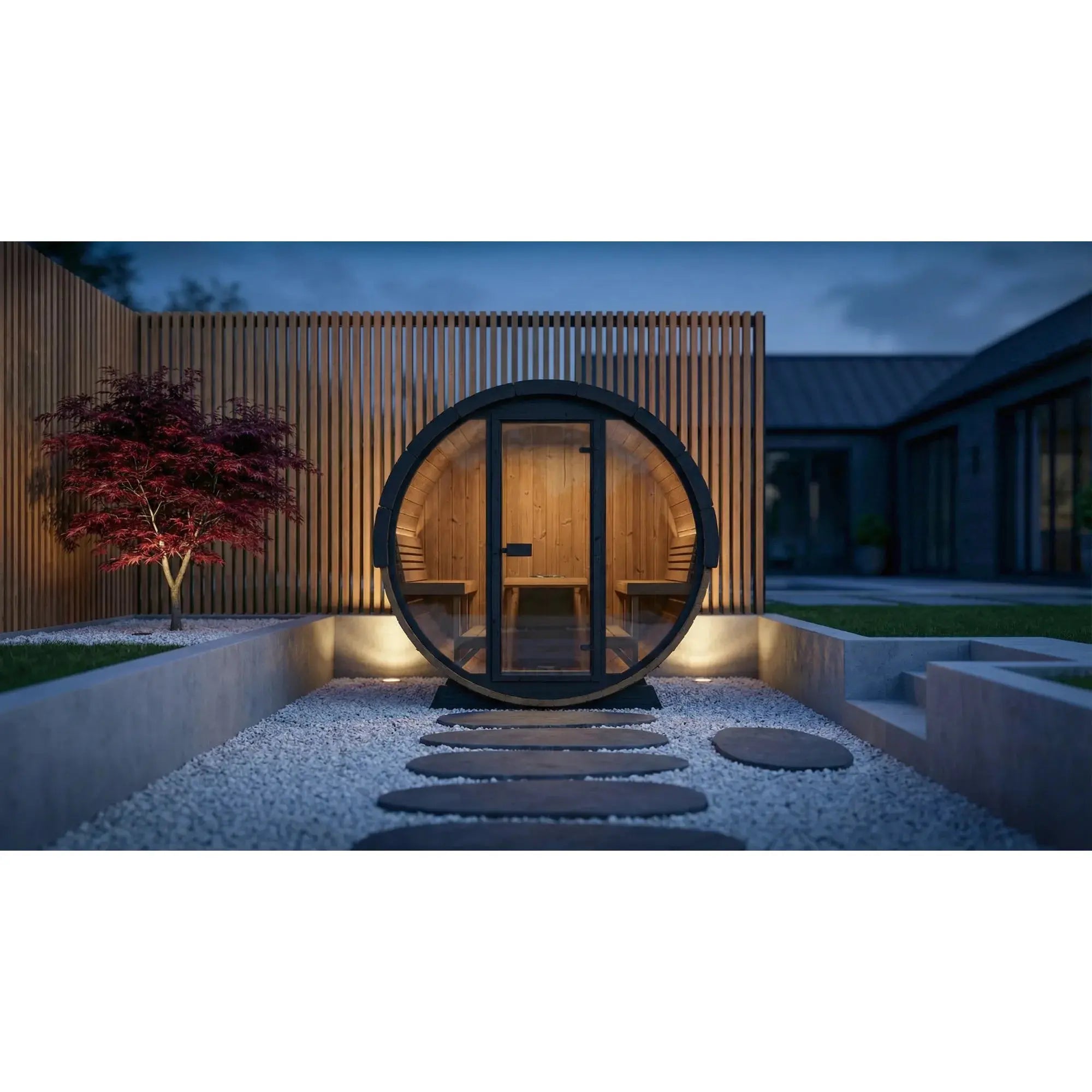 SaunaLife Model EE8 Ergo Elegance Series Outdoor Sauna Barrel Kit SaunaLife