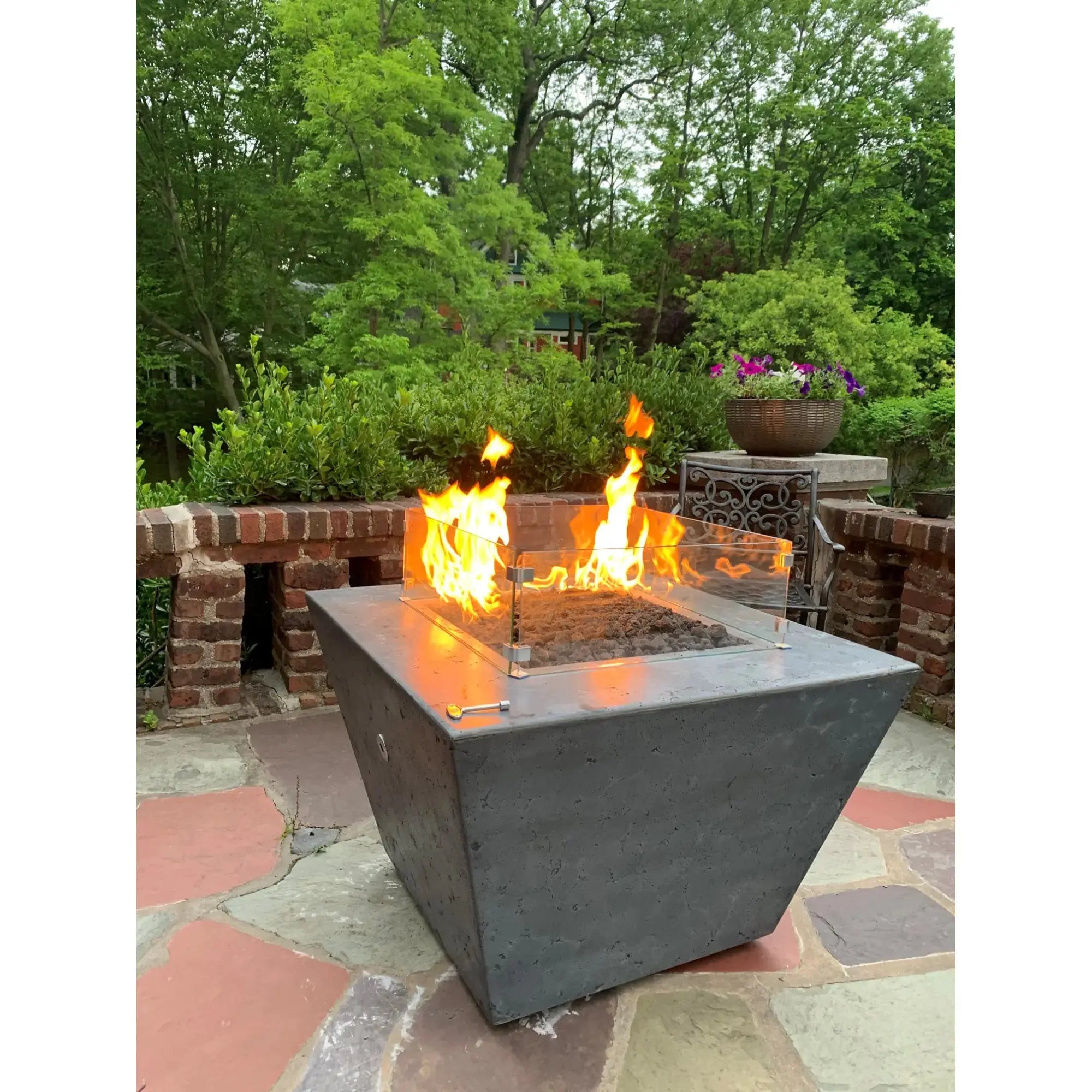 Redan 36" Square Concrete Gas Fire Pit – The Outdoor Plus The Outdoor Plus