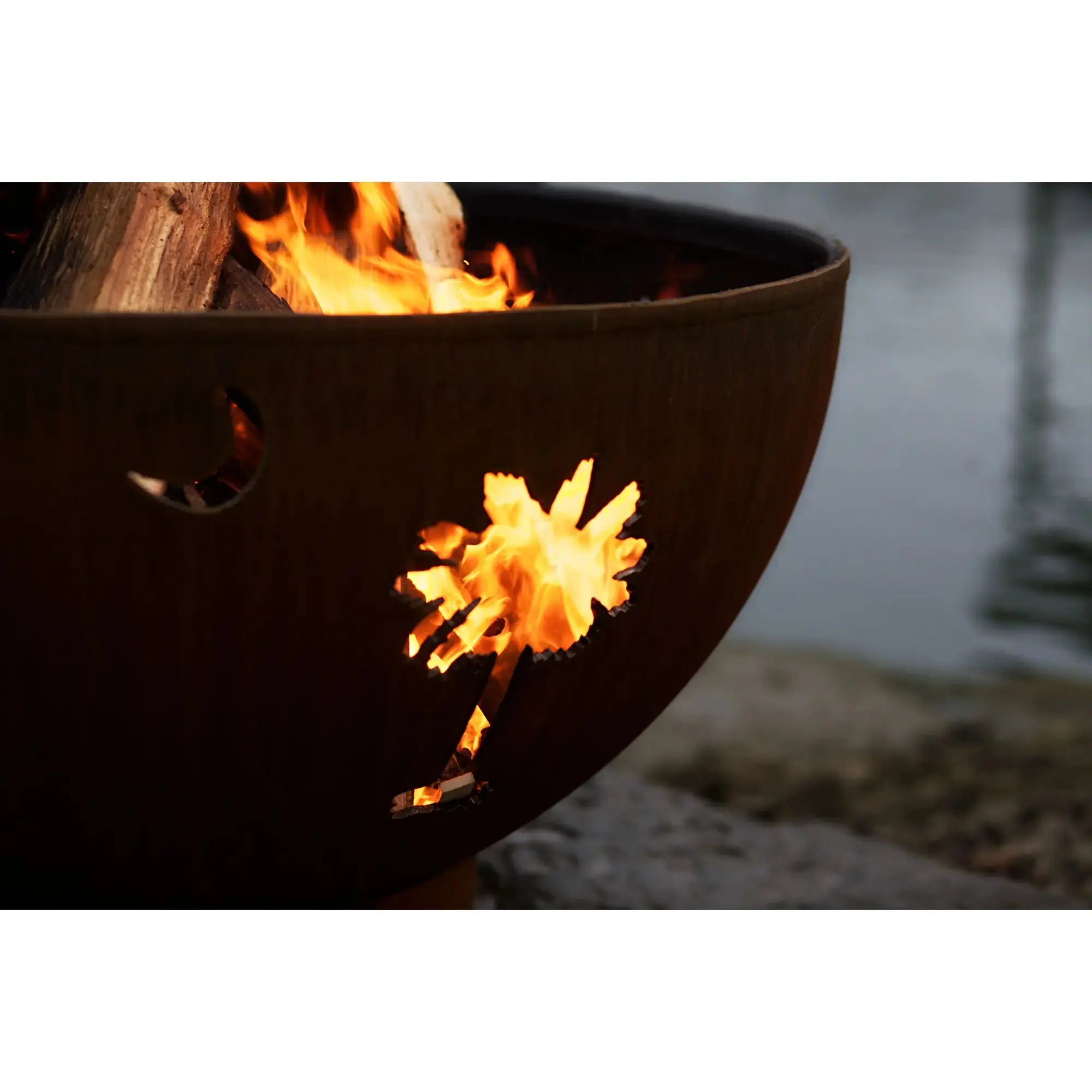 Tropical Moon 36″ Round Wood Burning Fire Pit – Carbon Steel by Fire Pit Art Fire Pit Art