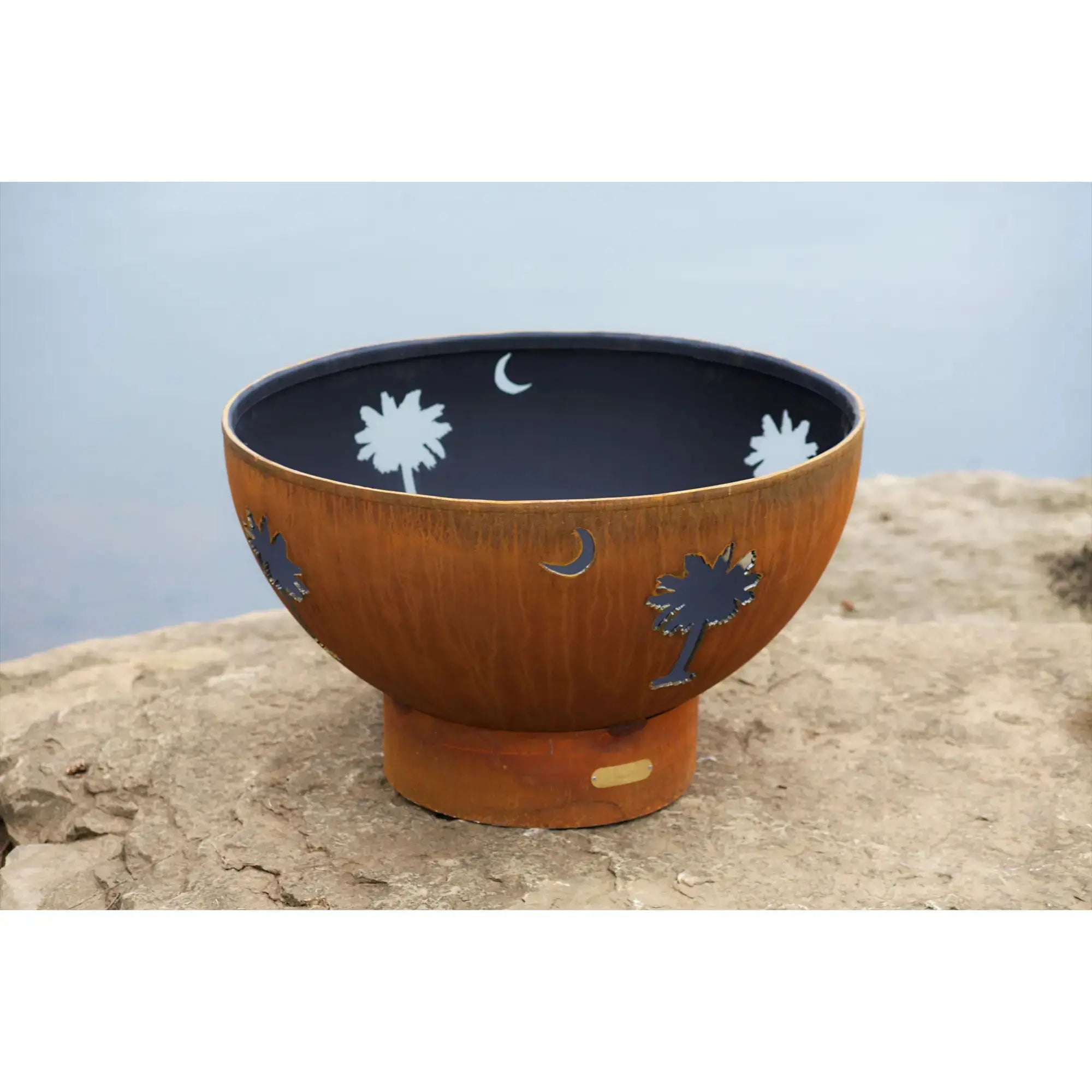Tropical Moon 36″ Round Wood Burning Fire Pit – Carbon Steel by Fire Pit Art Fire Pit Art