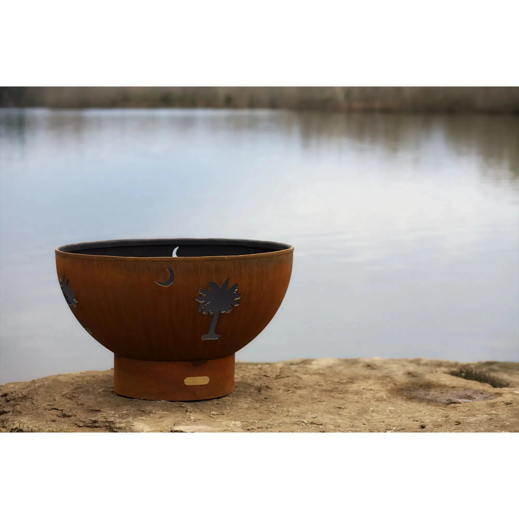 Tropical Moon 36″ Round Wood Burning Fire Pit – Carbon Steel by Fire Pit Art Fire Pit Art