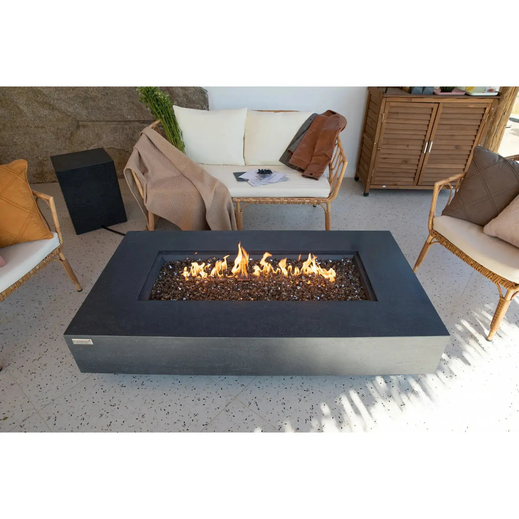 Positano 60″ Rectangular Concrete Gas Fire Table – Elementi Plus Elementi