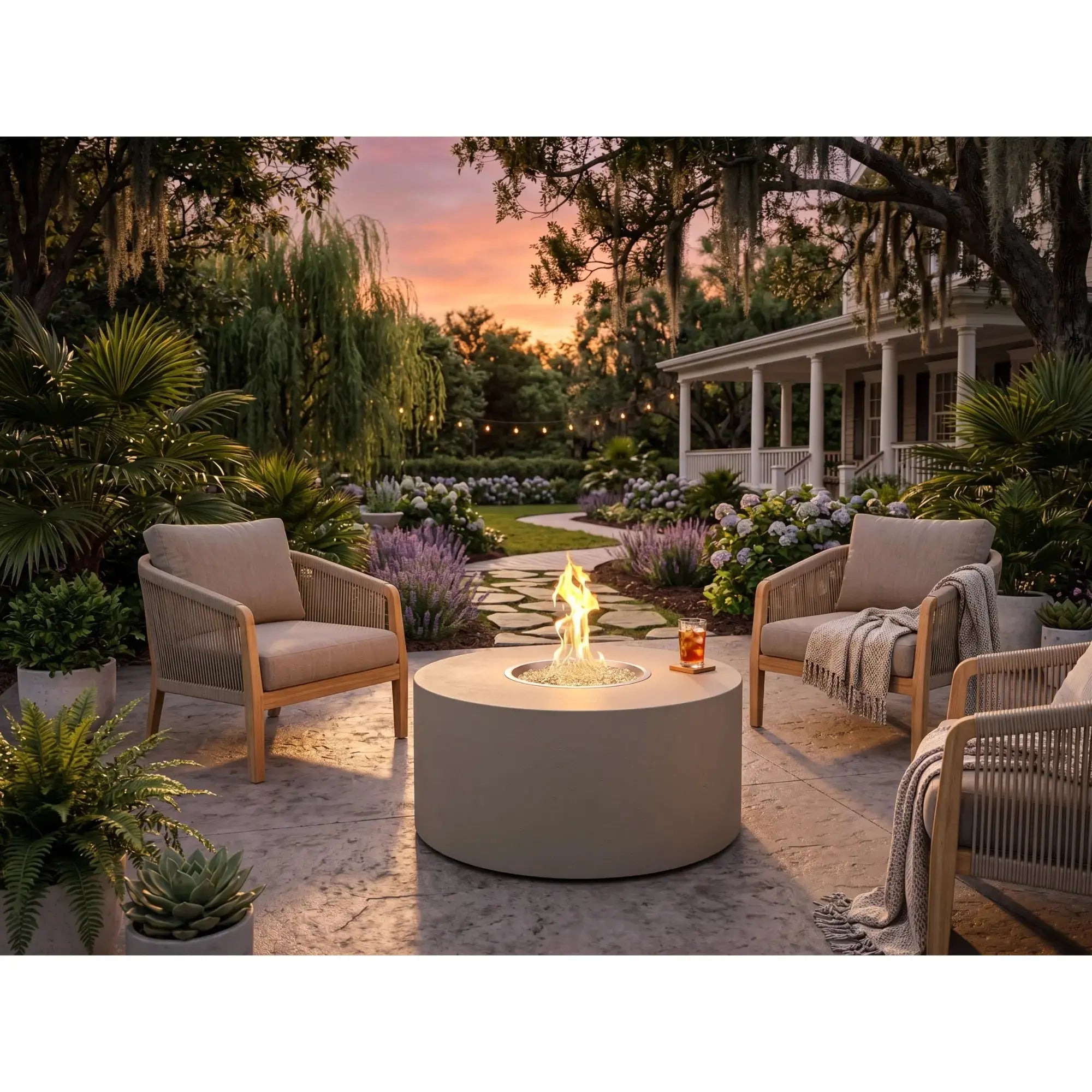 Vosera 36" Round Gas Fire Pit Table – The Outdoor GreatRoom Company The Outdoor GreatRoom Company
